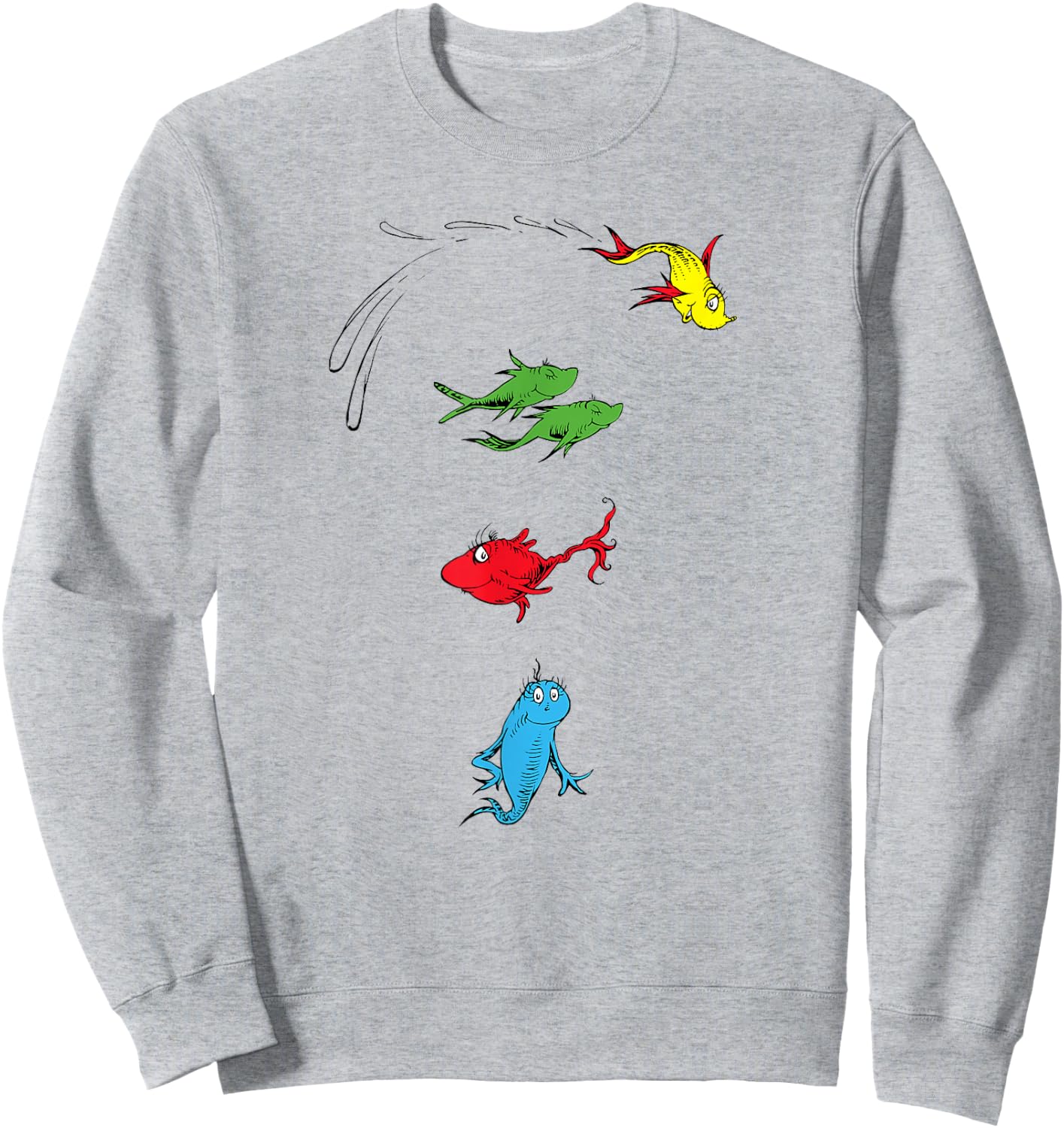 Dr. Seuss One Fish Two Fish Red Fish Blue Fish Sweatshirt - Sweatshirt | Ash