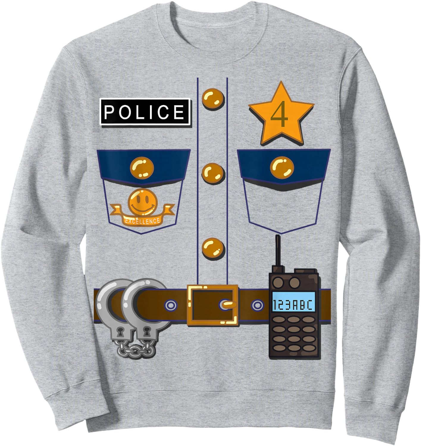 Policeman Costume Funny Birthday 4 Year Old T Shirt Sweatshirt - Sweatshirt | Ash