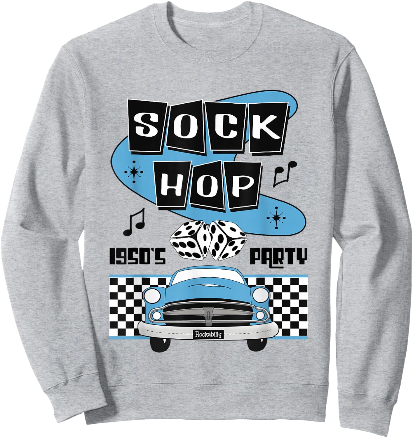 50s Sock Hop Dance Rock N Roll Shirt Rockabilly Classic Car Sweatshirt - Sweatshirt | Ash