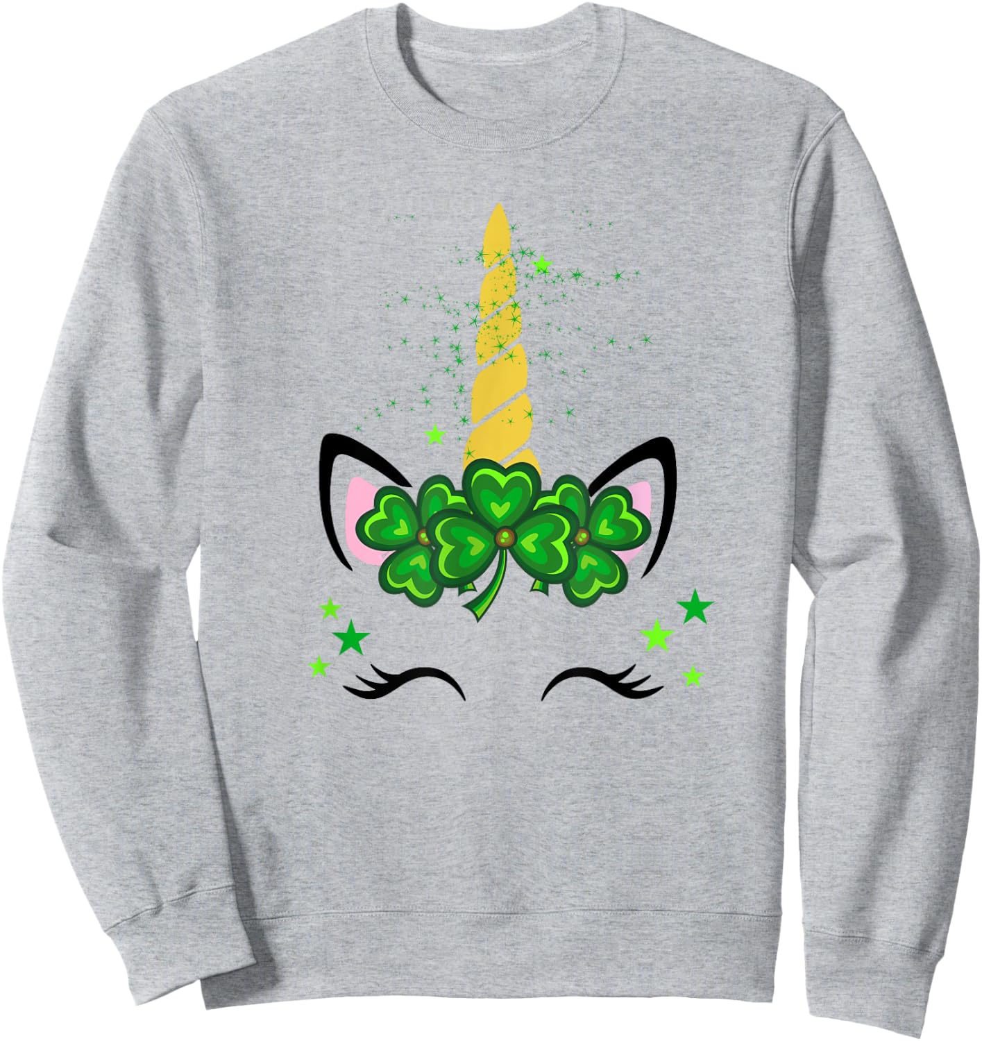 St. Patrick's Day Irish Unicorn face Men Women kids Sweatshirt - Sweatshirt | Ash