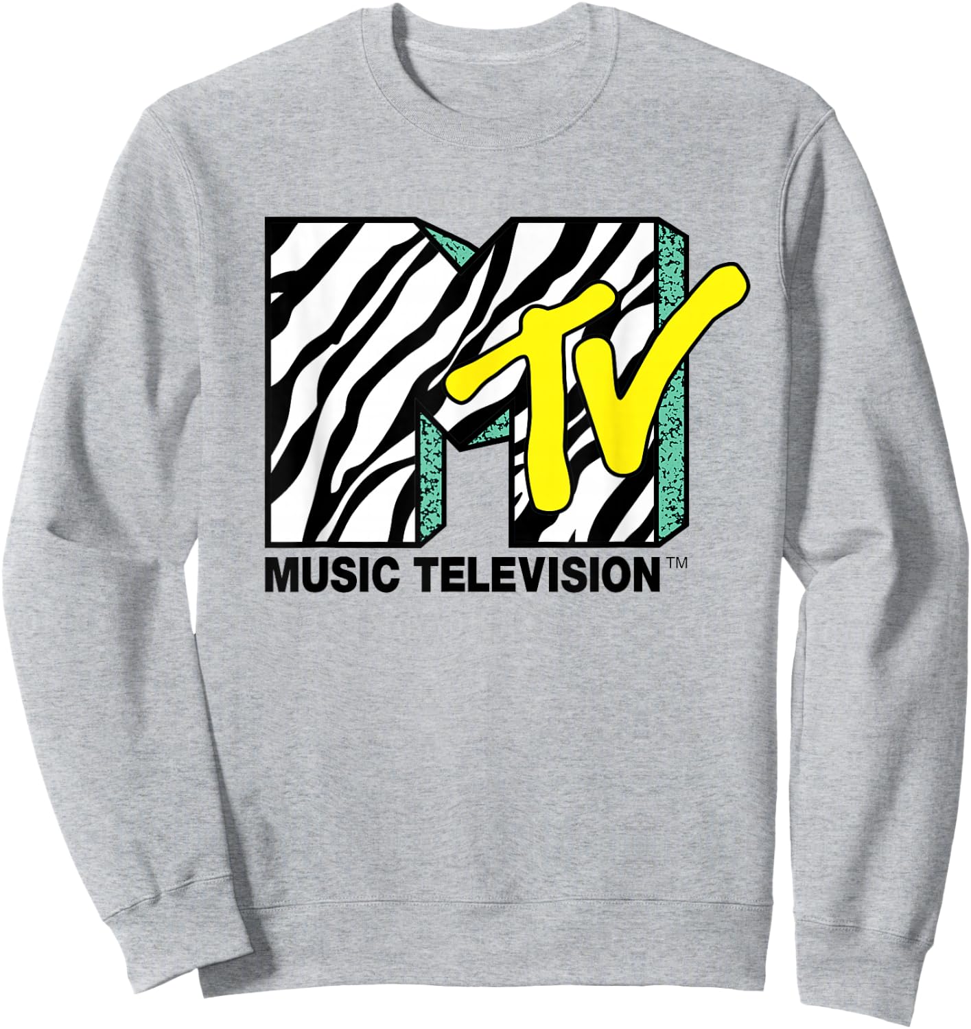 Zebra Print with Teal MTV Logo T- Shirts Sweatshirt - Sweatshirt | Ash
