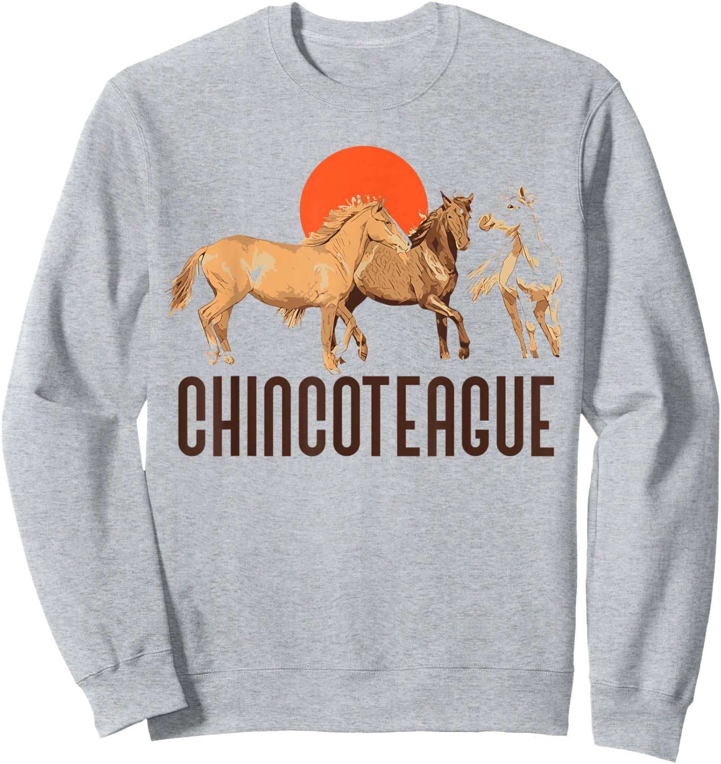 Retro Chincoteague Island Wild Pony Horse 80s Graphic Sweatshirt - Sweatshirt | Ash