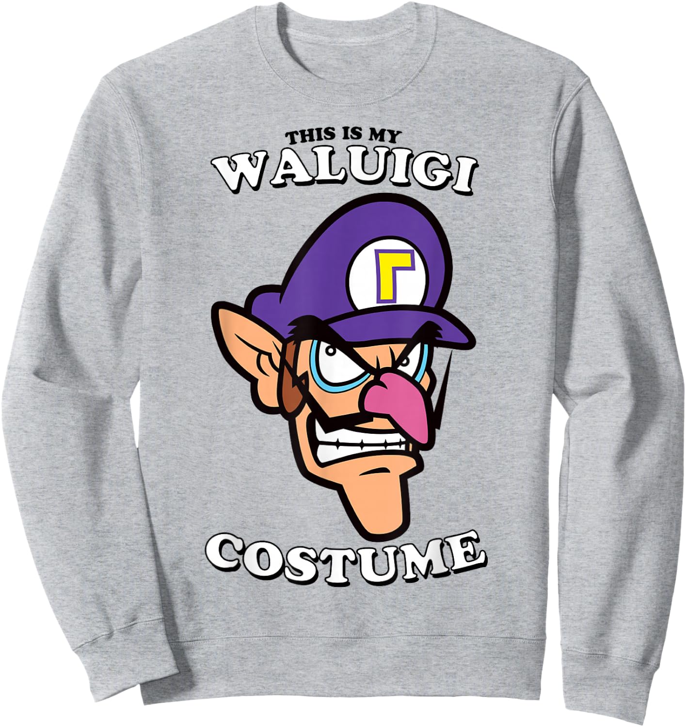 Super Mario Halloween Vintage This Is My Waluigi Costume Sweatshirt - Sweatshirt | Ash
