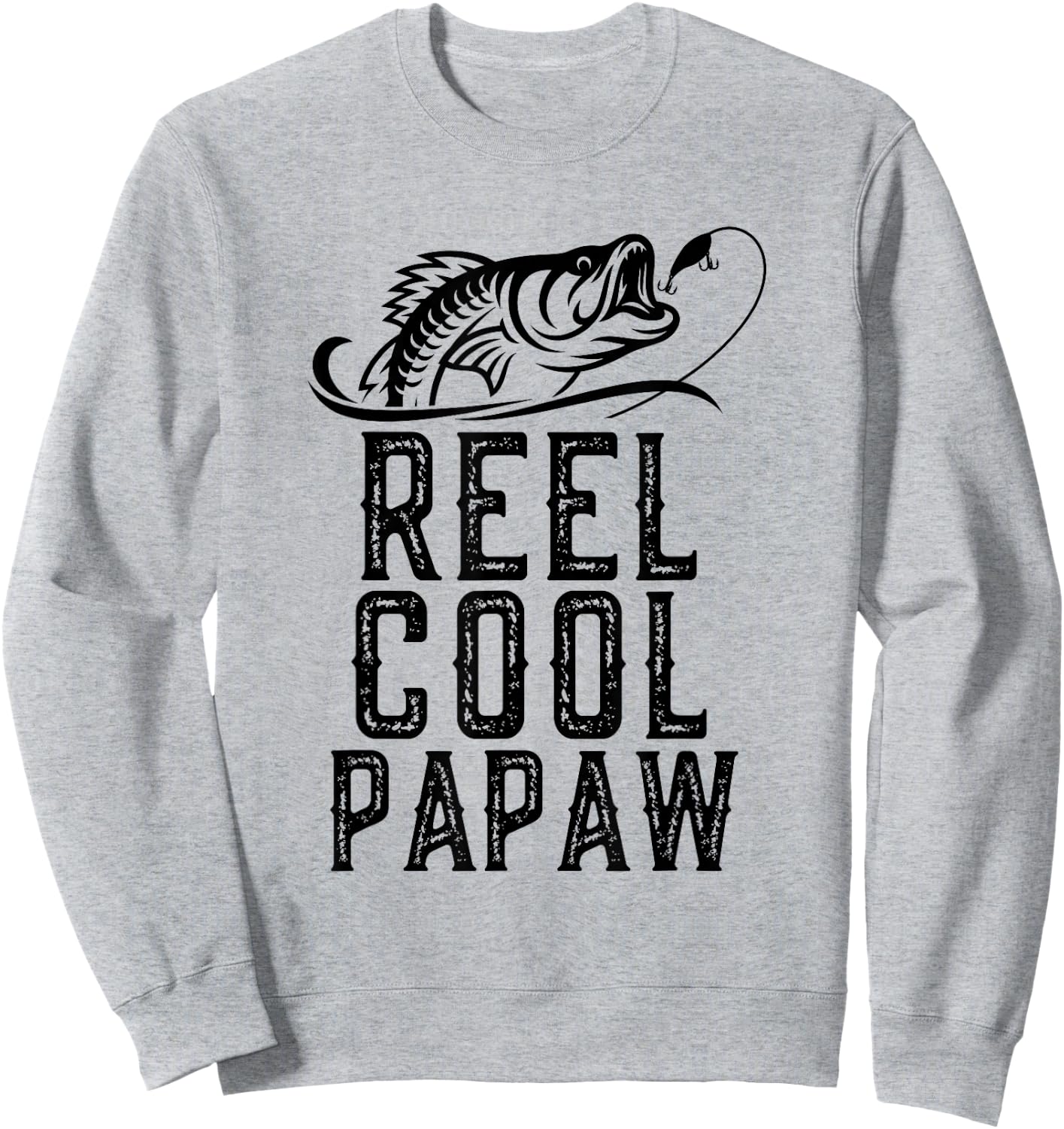 Reel Cool Papaw Fishing Fisherman Funny Grandpa Retro Sweatshirt - Sweatshirt | Ash