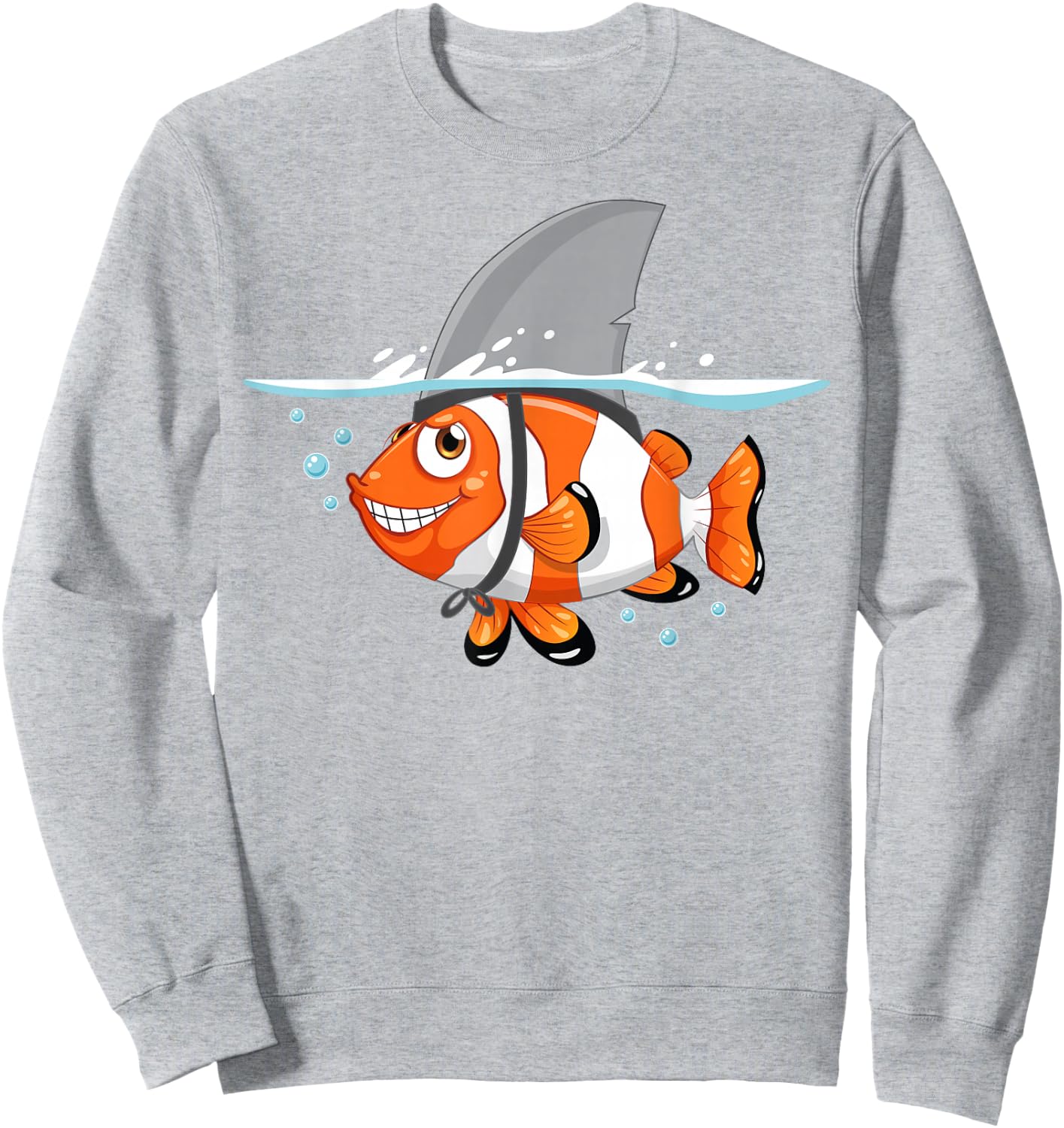 Goldfish With Shark Fin Shirt | Cool Sea Creatures Week Gift Sweatshirt - Sweatshirt | Ash