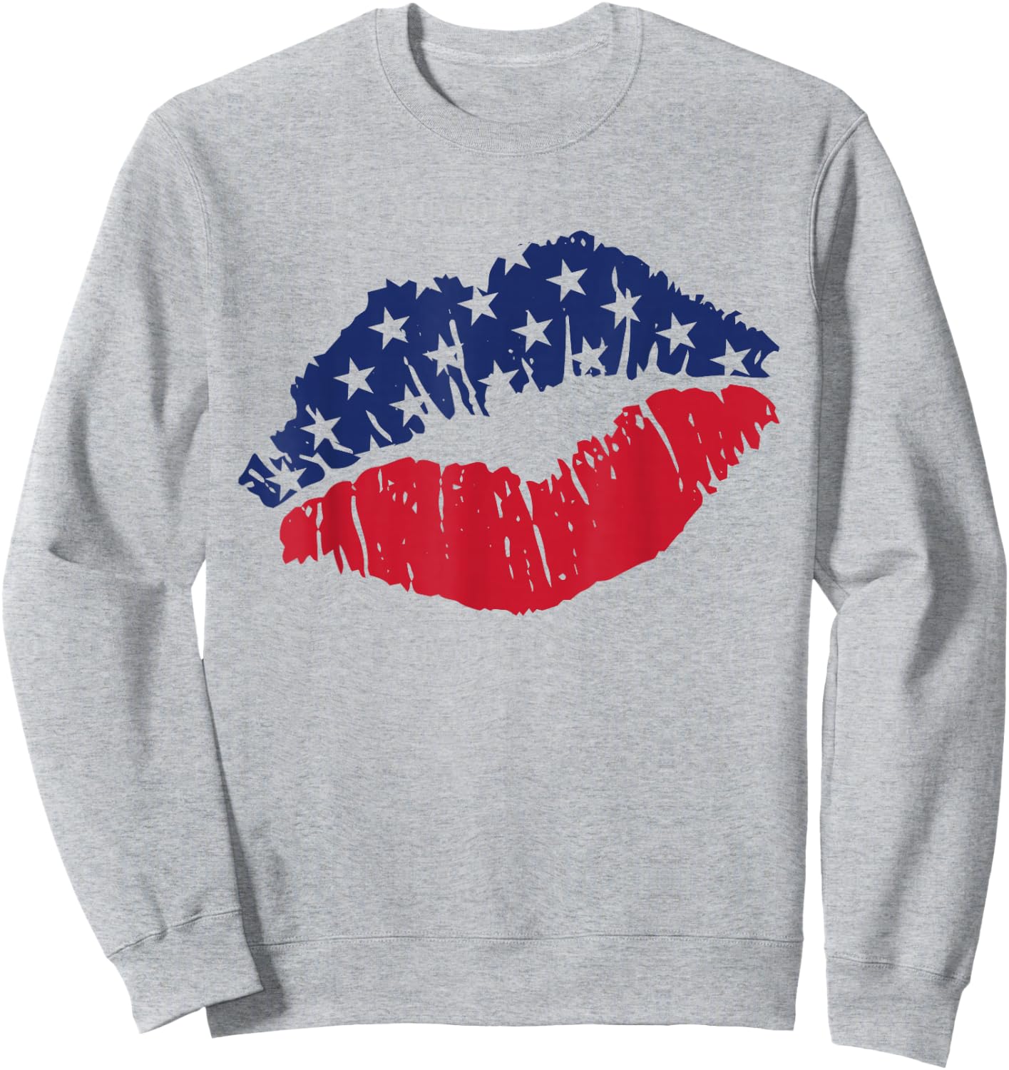 4th of July USA Flag Kiss Lips Patriotic Sweatshirt - Sweatshirt | Ash