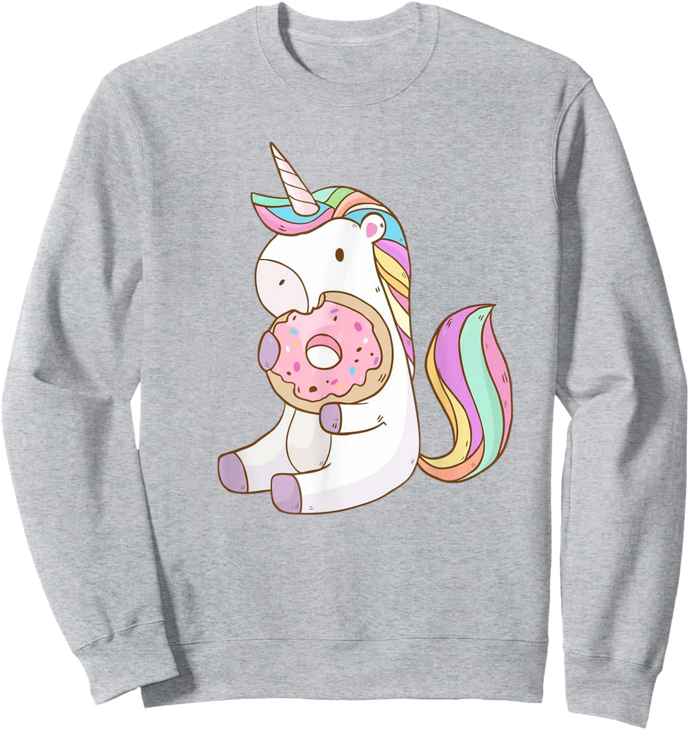 Cute Hungry Unicorn Munching on Yummy Donut Sweatshirt - Sweatshirt | Ash