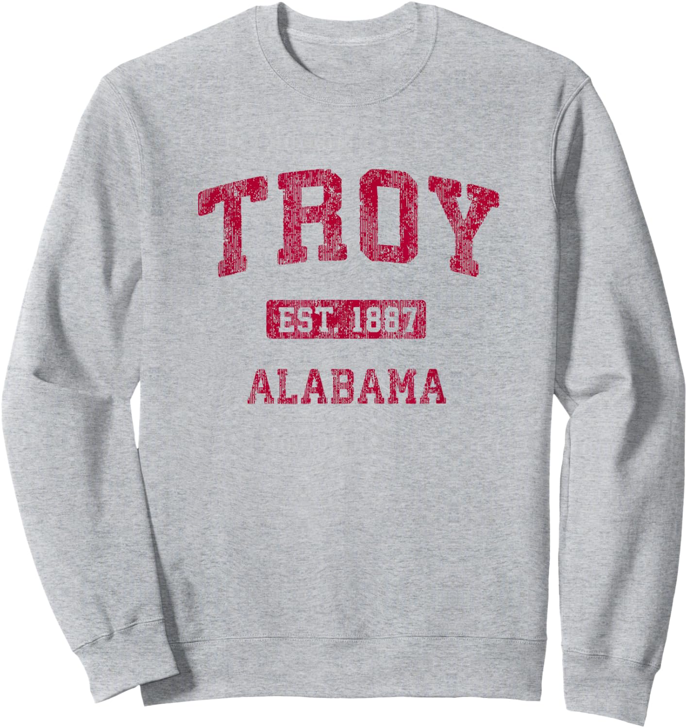 Troy Alabama AL Vintage Athletic Sports Design Sweatshirt - Sweatshirt | Ash