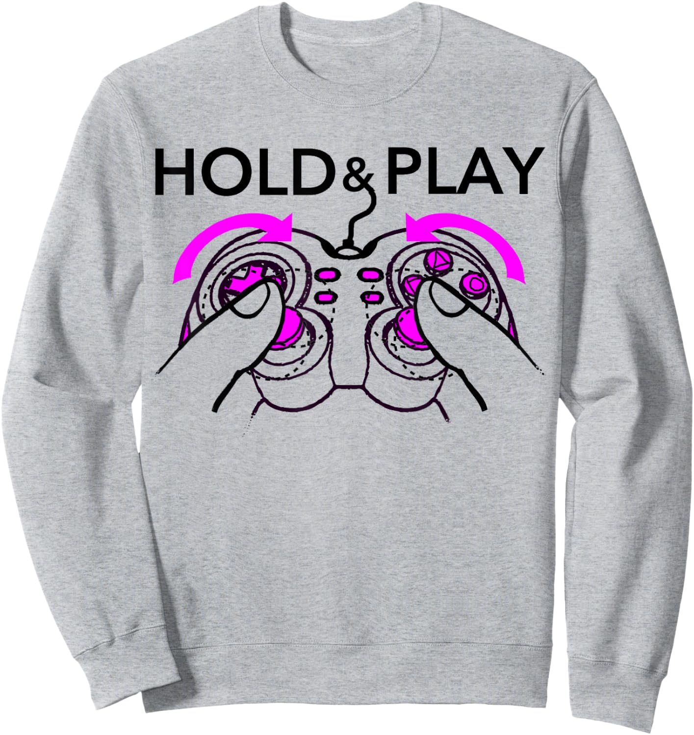 Hold & Play - Funny Joy Stick Controller on Chest Sweatshirt - Sweatshirt | Ash