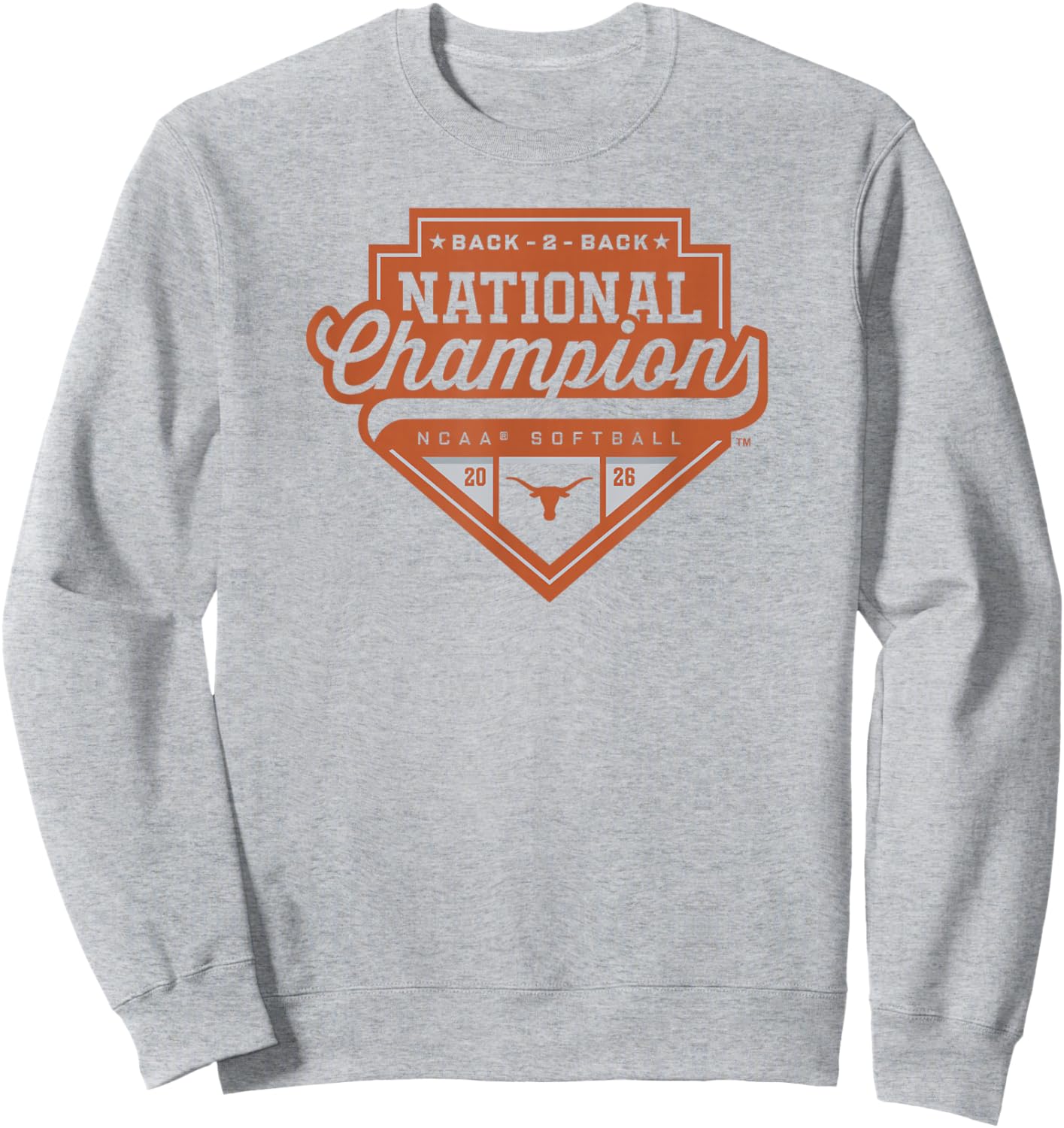 Texas Longhorns National Champs 2026 Softball WCWS Logo Sweatshirt - Sweatshirt | Ash
