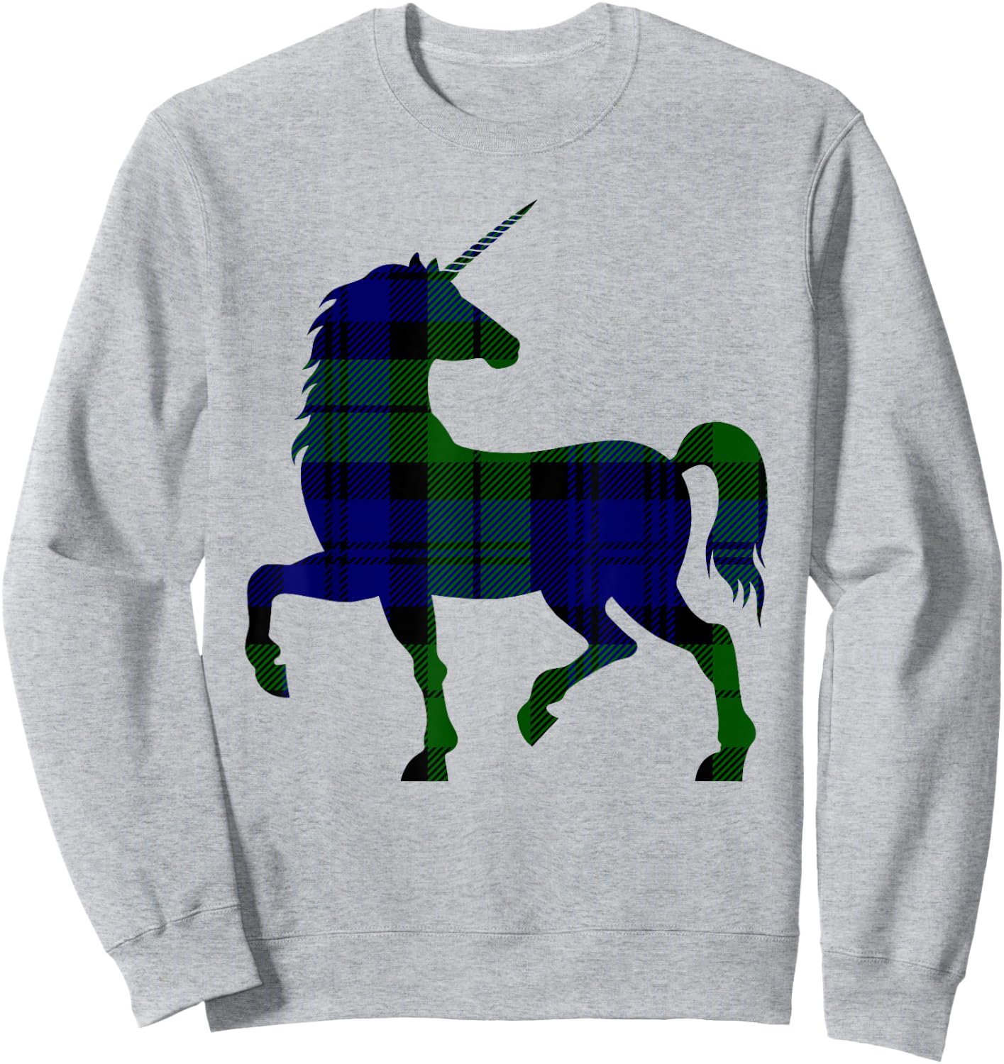 Black Watch Plaid Unicorn Scottish Pride Tartan Sweatshirt - Sweatshirt | Ash