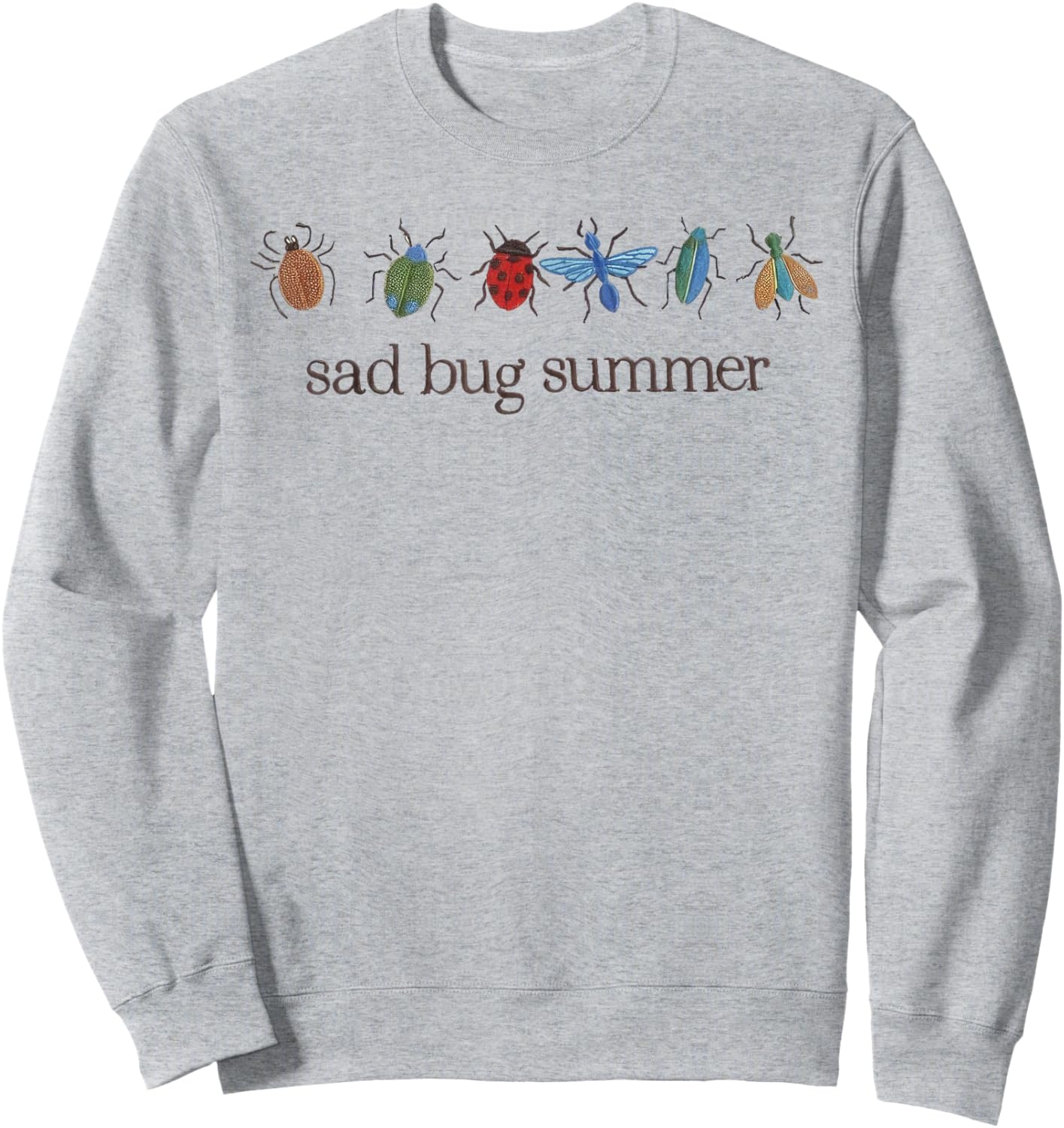 Sad Bug Summer Funny Insect Inspired Indie Aesthetic Sweatshirt - Sweatshirt | Ash