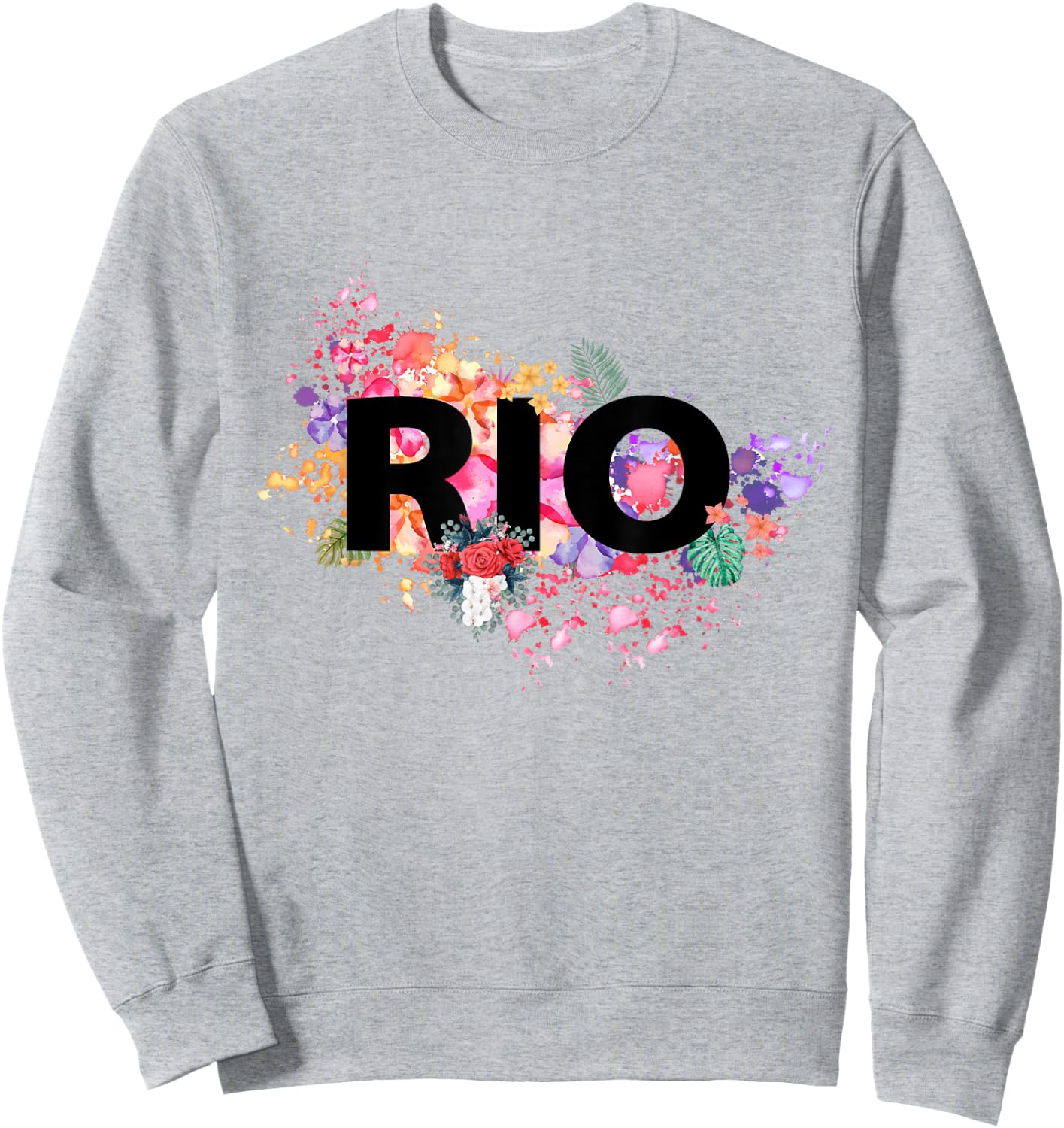 Rio De Janeiro Brazil Vacation with Tropical Hibiscus Flower Sweatshirt - Sweatshirt | Ash