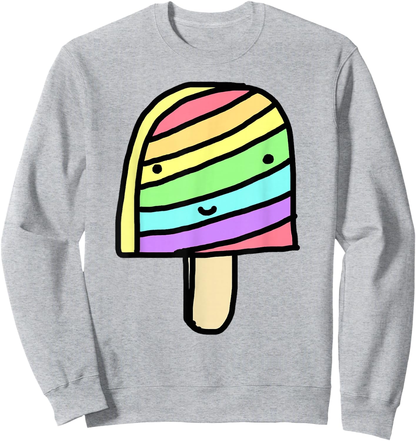 Funny and Cute Rainbow Popsicle Ice Cream for Kids Sweatshirt - Sweatshirt | Ash