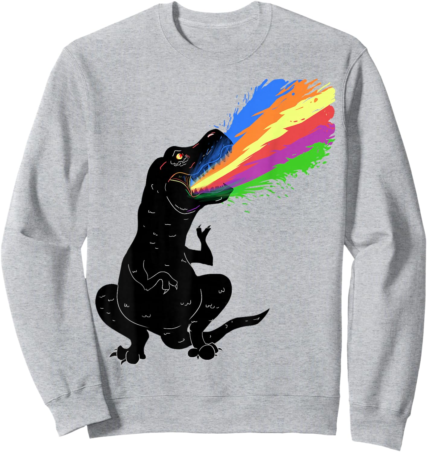 Tyrannosaurus Rex Shooting Rainbow Laser, Dinosaur Sweatshirt - Sweatshirt | Ash