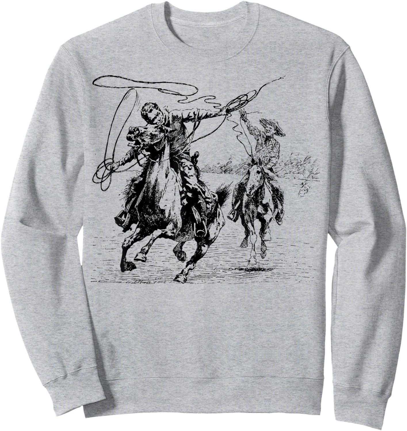 Cowboy Rodeo Cow Horse Yeehaw Novelty Vintage Retro Sweatshirt - Sweatshirt | Ash