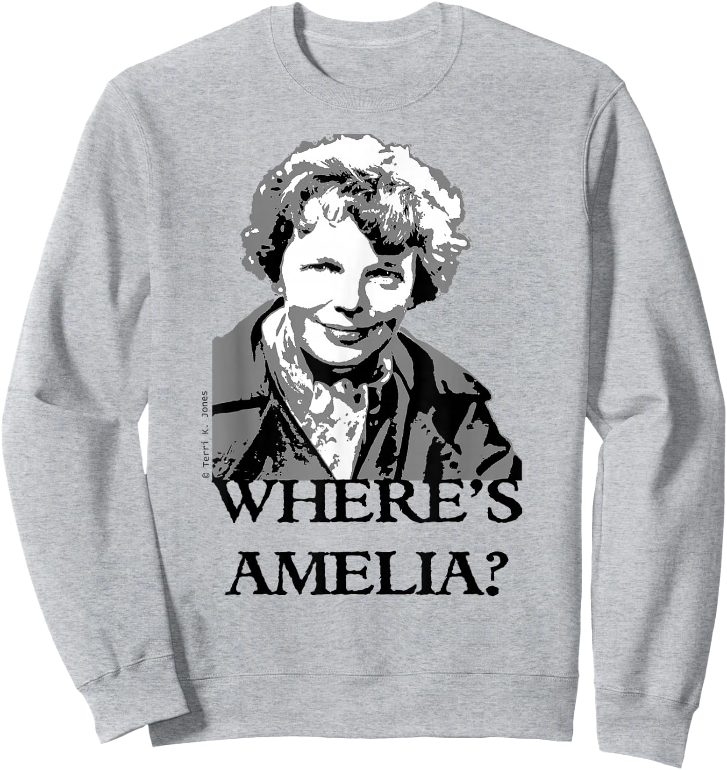 Where's Amelia? Missing Person Female Aviator Sweatshirt - Sweatshirt | Ash