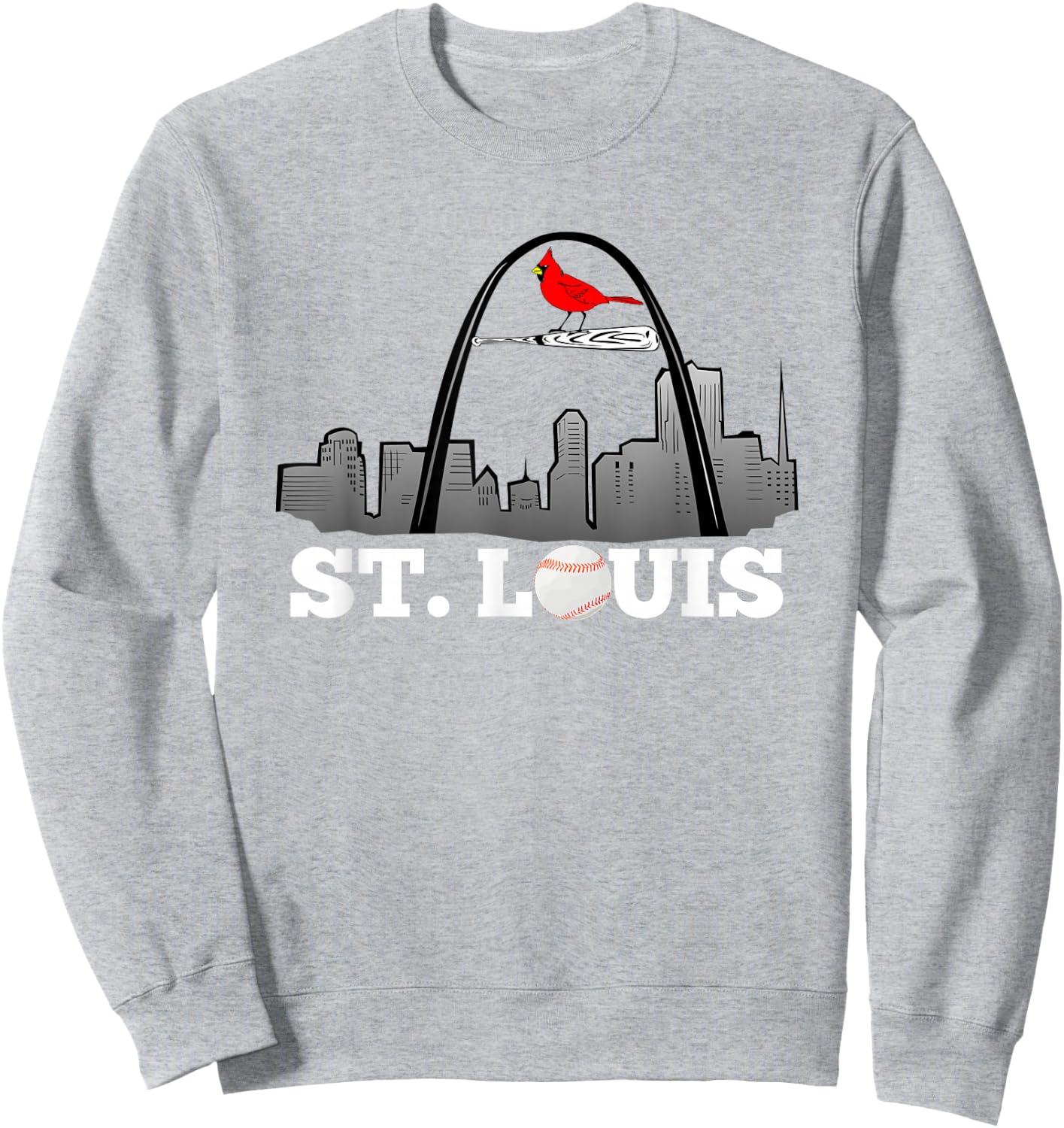 Saint Louis Red Cardinal Skyline Design Sweatshirt - Sweatshirt | Ash