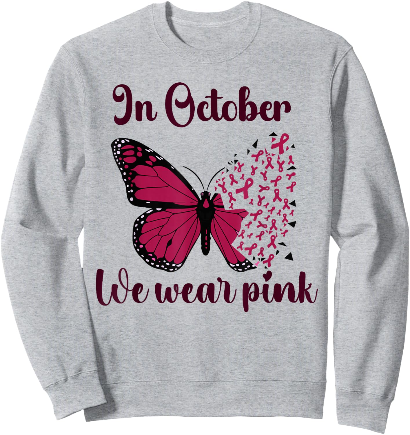 Halloween In October We Wear Pink Breast Cancer Awareness Sweatshirt - Sweatshirt | Ash
