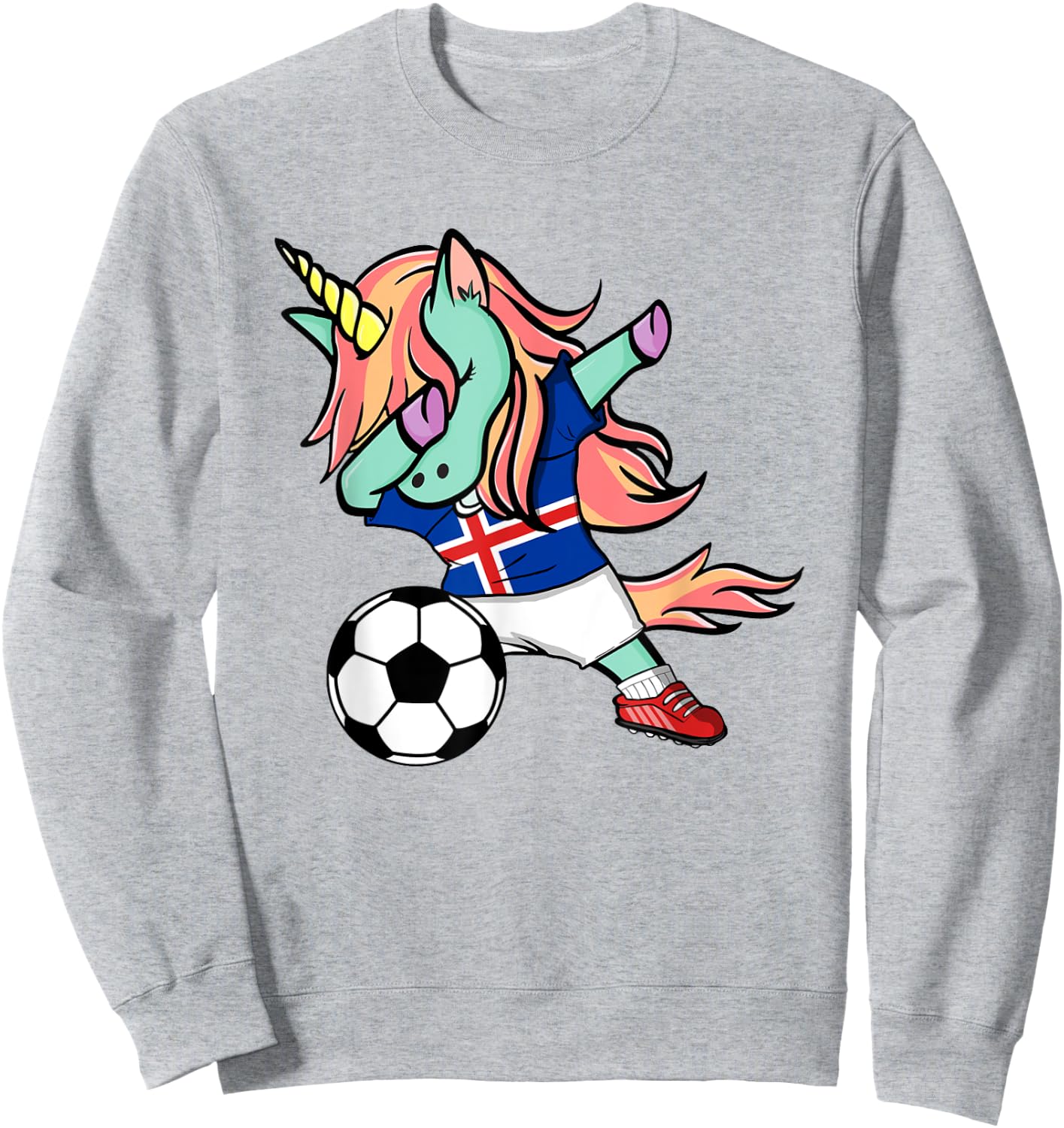 Dabbing Unicorn Soccer Iceland Jersey Icelandic Football Sweatshirt - Sweatshirt | Ash
