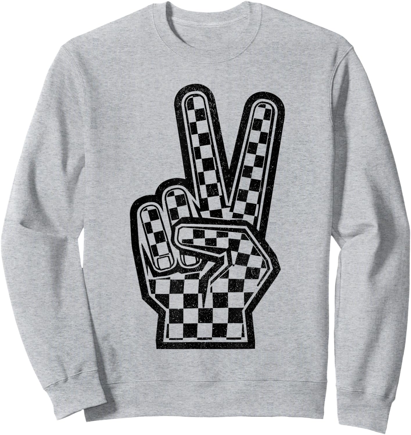 Checkered Peace Sign Shirt Vintage Racing Flag Kids Boy Girl Sweatshirt - Sweatshirt | Ash