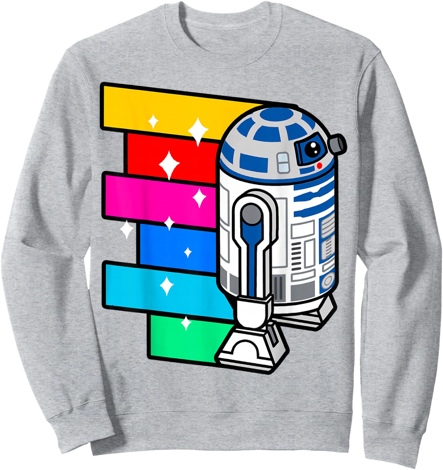 Star Wars R2-D2 Rainbow Roll Cartoon Graphic Sweatshirt - Sweatshirt | Ash