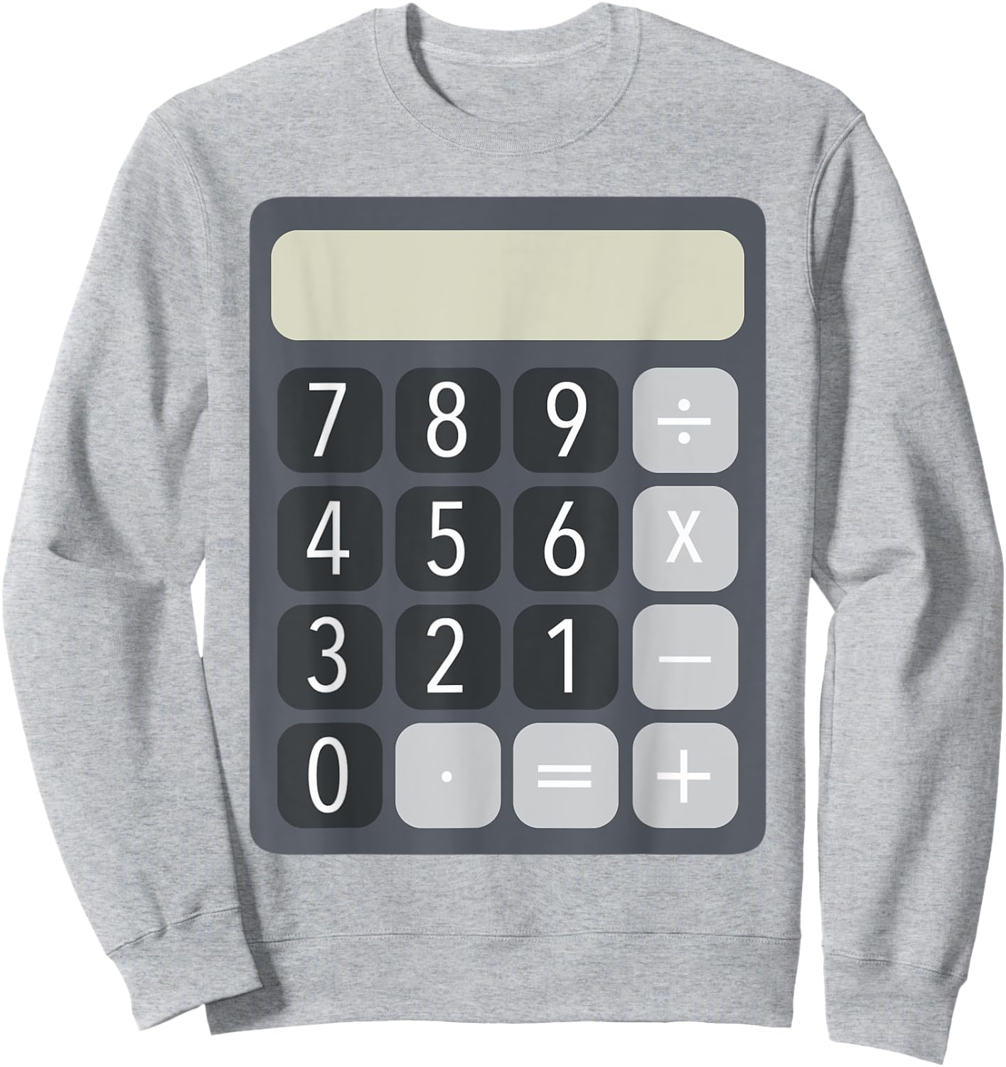 HalloAndWeenCostumes Adult Calculator Costume , Grey, XL, Short Sleeve, Classic Fit, Pull On, Halloween, Costume Party Sweatshirt - Sweatshirt | Ash