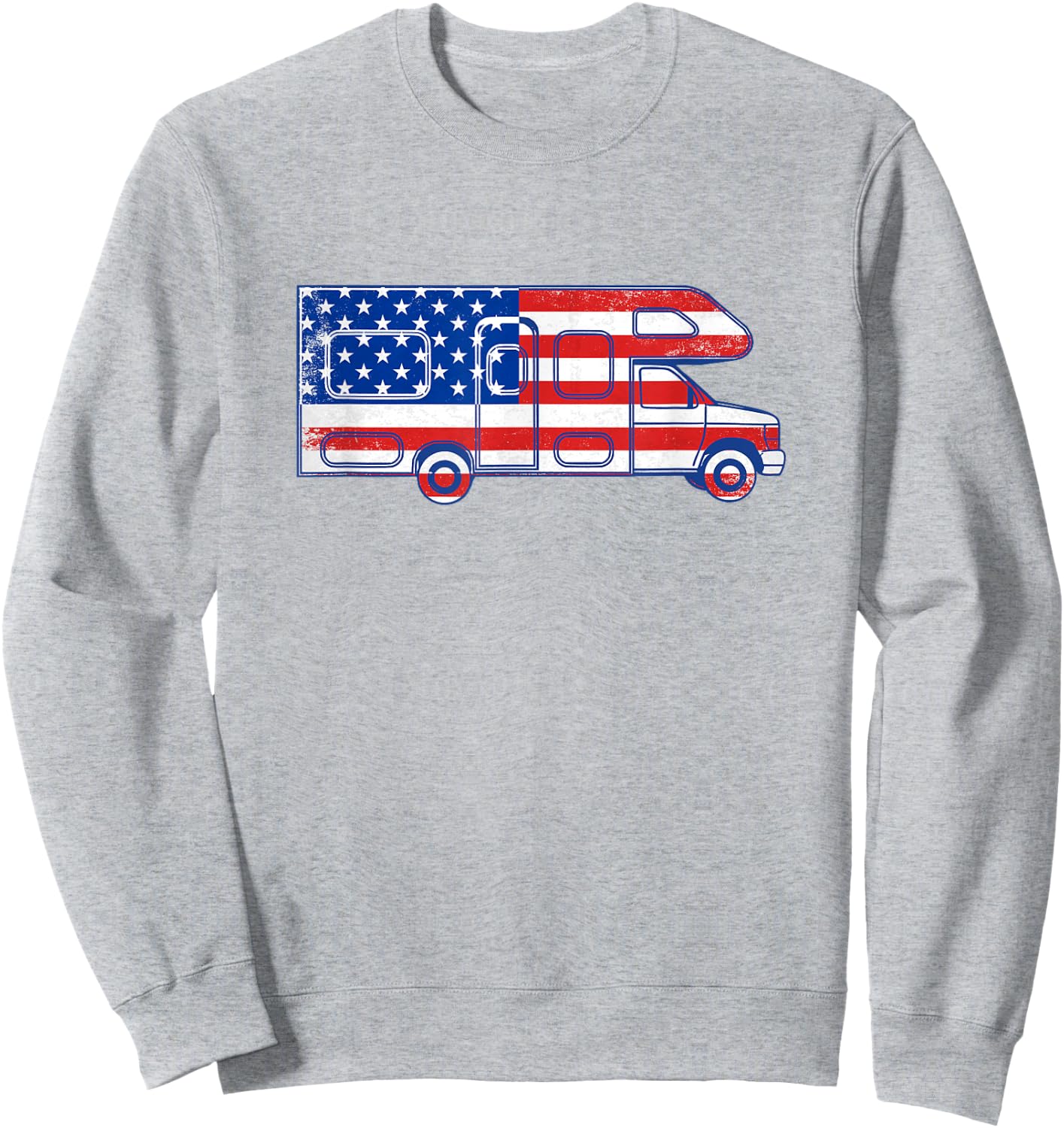 American Flag RV Class C Camper Vintage Women Men Sweatshirt - Sweatshirt | Ash