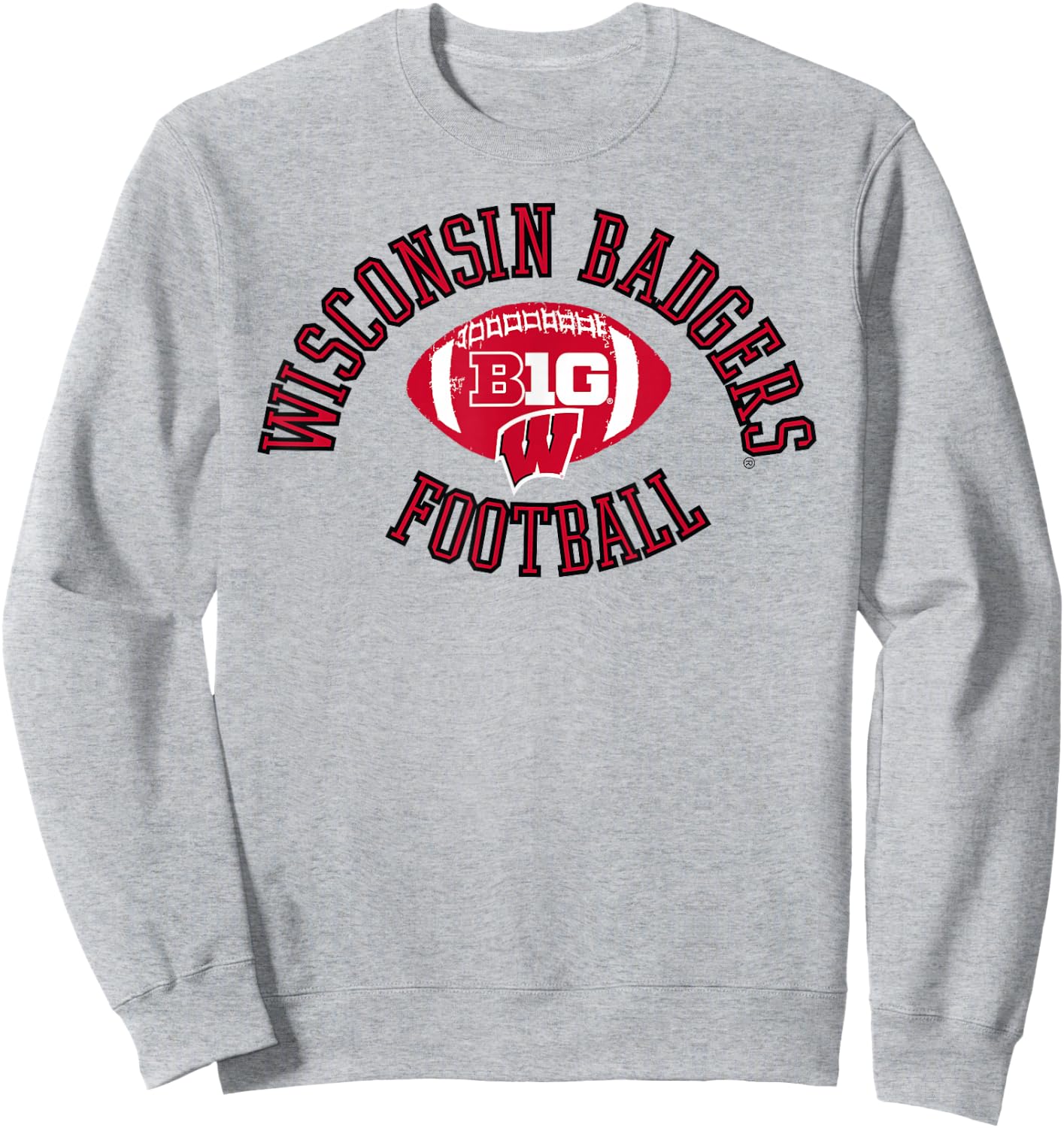 Wisconsin Badgers Big 10 Football Huddle Gray Sweatshirt - Sweatshirt | Ash