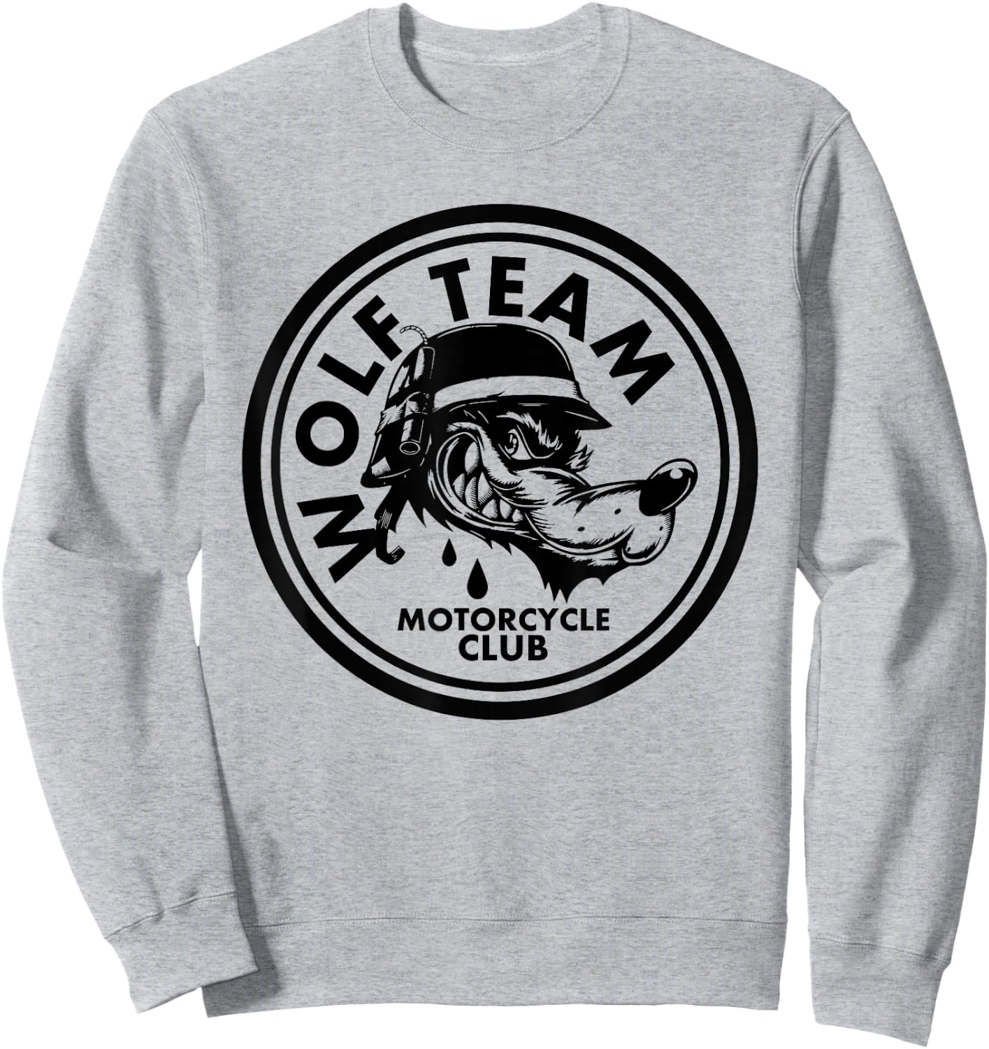 Motorcycle Club with Wolf Design Artwork Sweatshirt - Sweatshirt | Ash