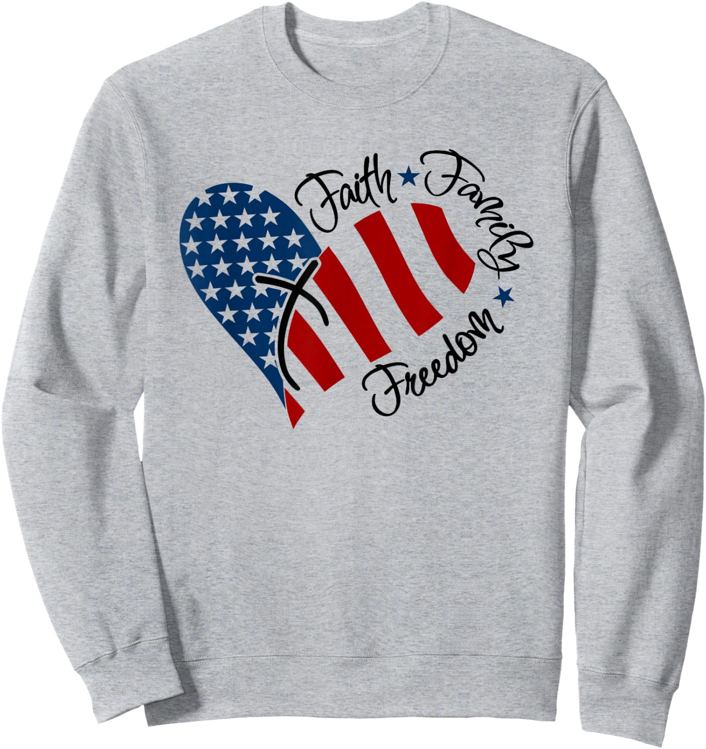 Faith Family Freedom America T Shirt Sweatshirt - Sweatshirt | Ash