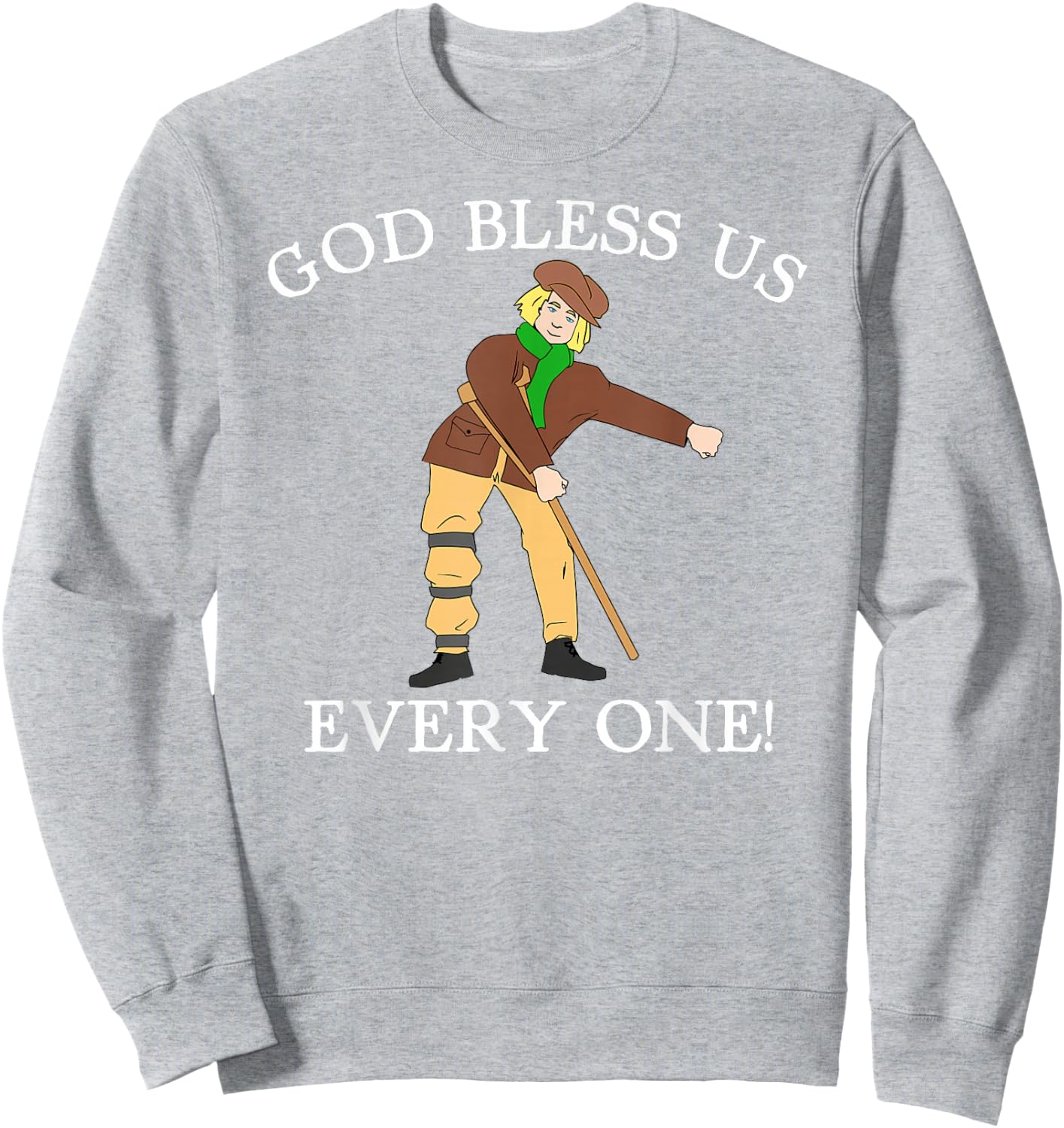 Floss Dance Christmas Carol Tiny Tim God Bless Us Everyone Sweatshirt - Sweatshirt | Ash