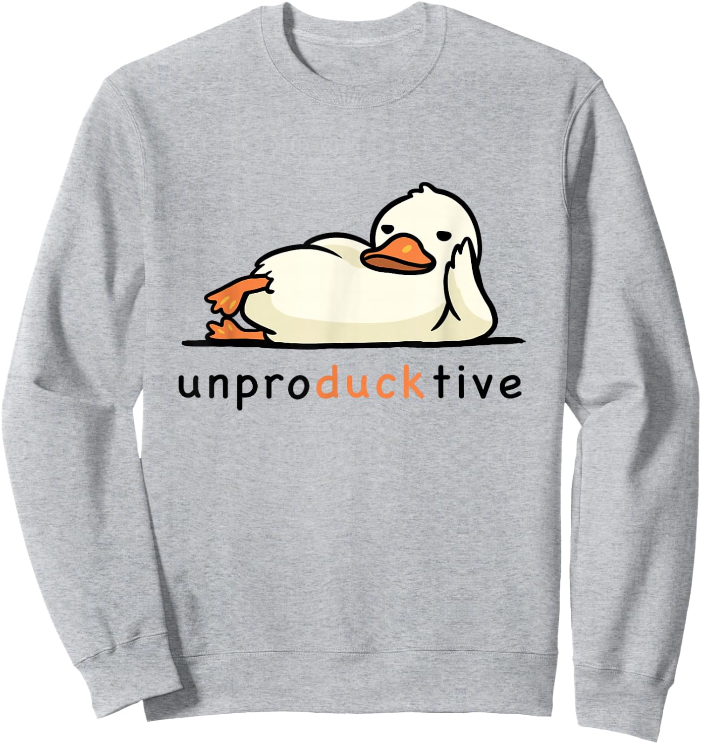 Unproducktive Lazy Duck Cartoon Design Sweatshirt - Sweatshirt | Ash