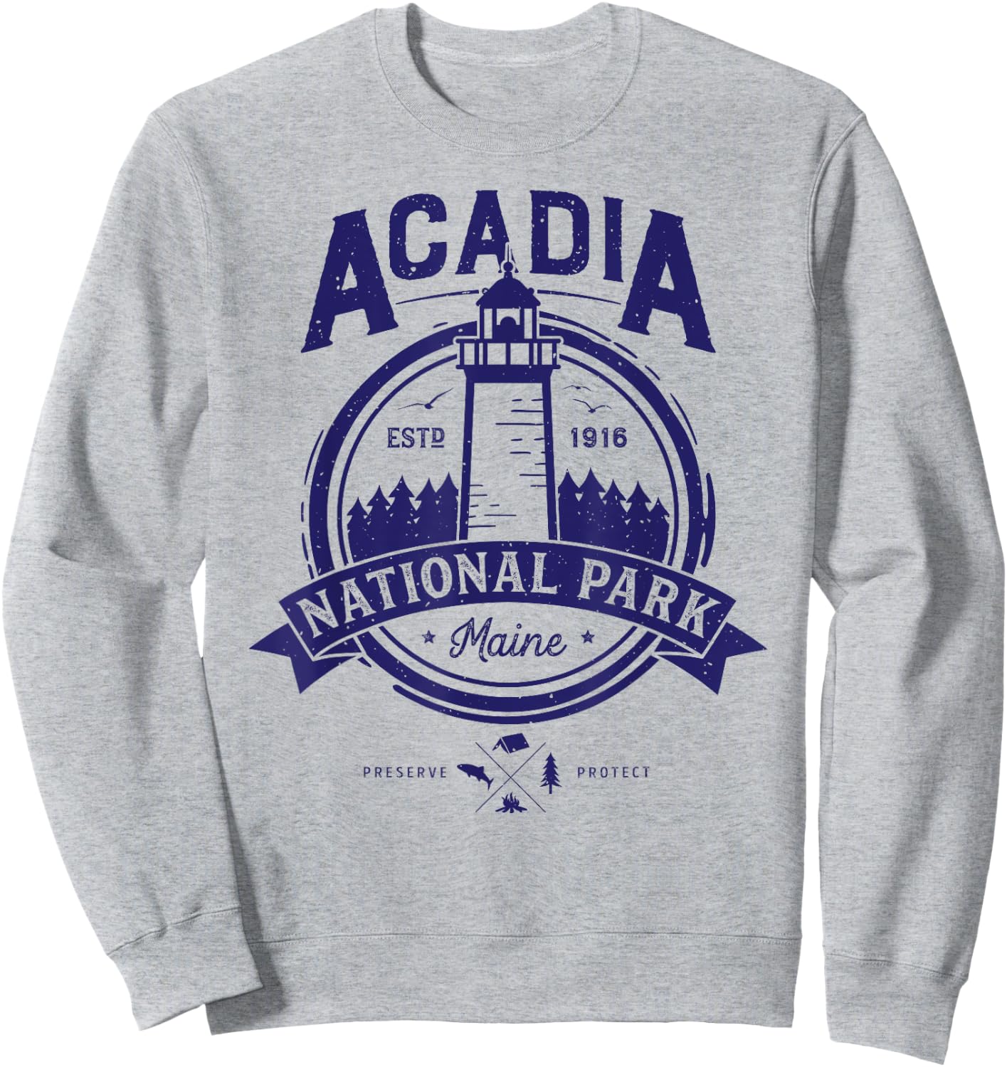 Acadia National Park T Shirt Maine Vintage Men Women Gifts Sweatshirt - Sweatshirt | Ash