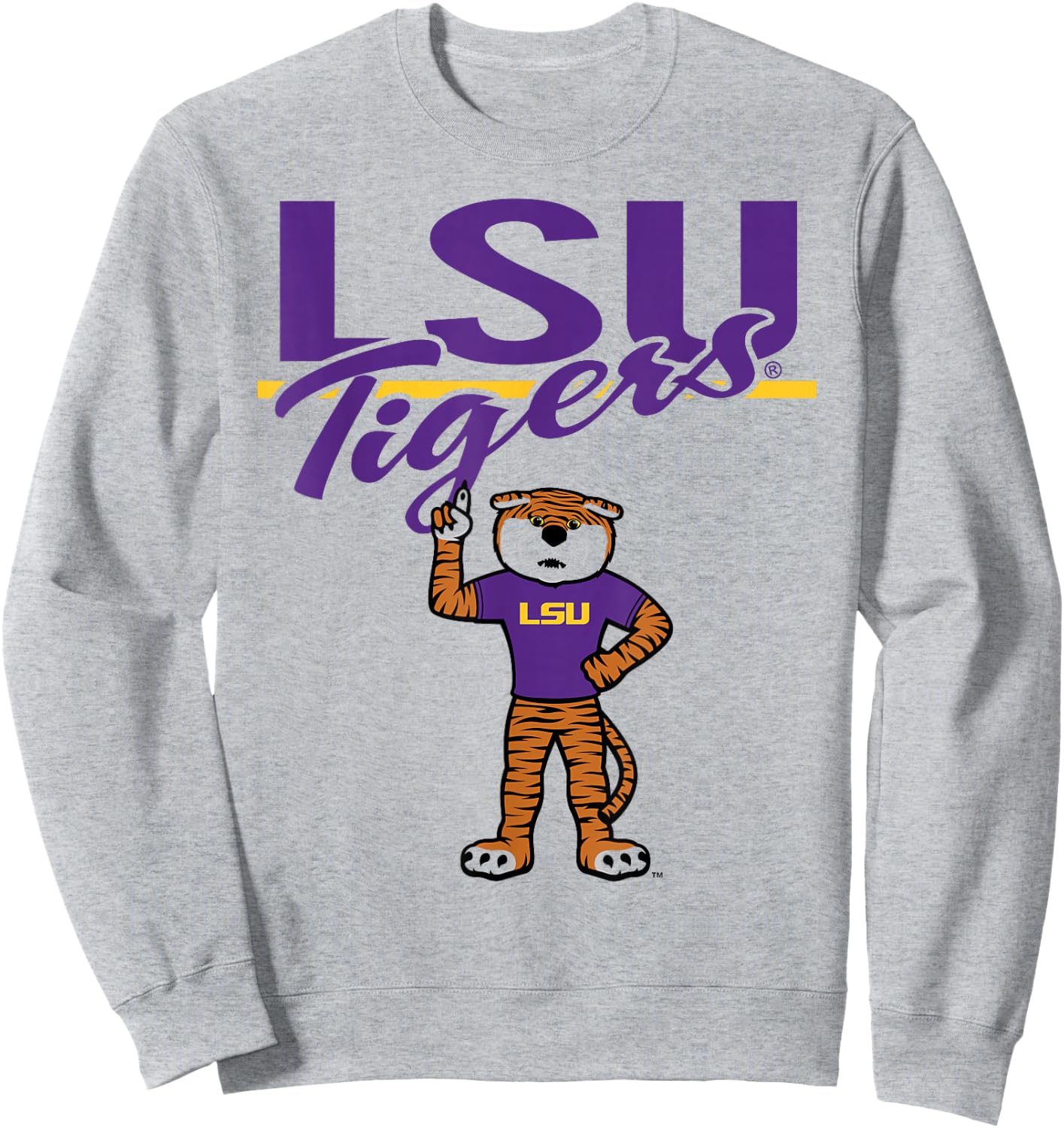 LSU Tigers Mascot White Officially Licensed Sweatshirt - Sweatshirt | Ash