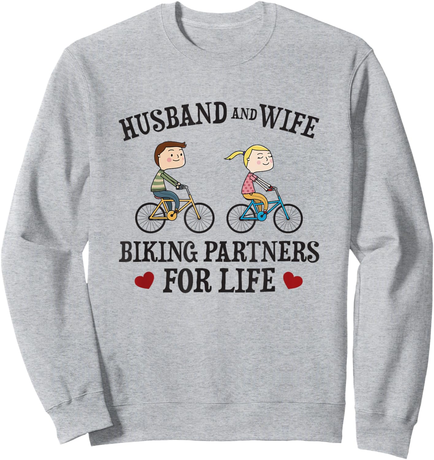 Husband Wife Biking Partners For Life - Funny Cycling Sweatshirt - Sweatshirt | Ash