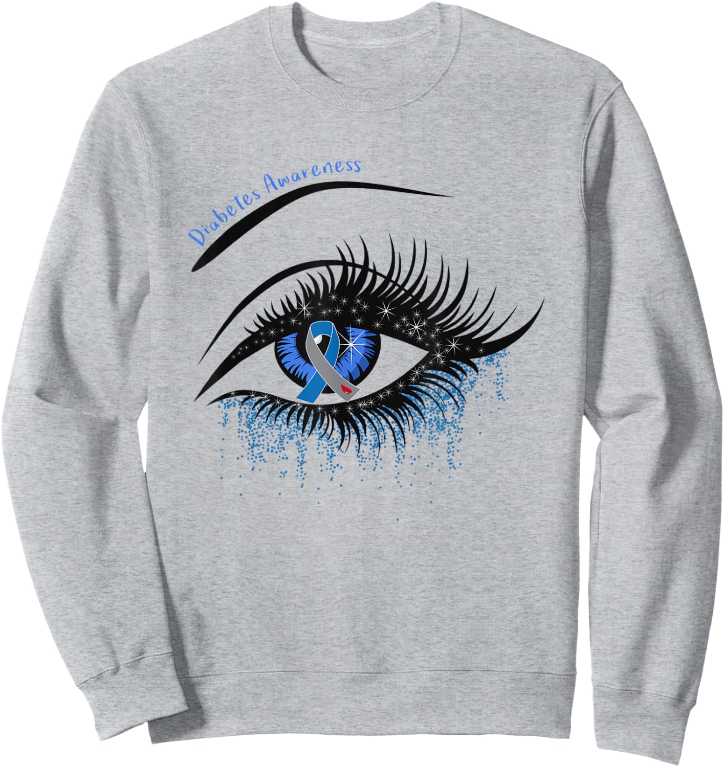 Type 1 Diabetes Ribbon Eye Diebetes Awareness Gifts Sweatshirt - Sweatshirt | Ash