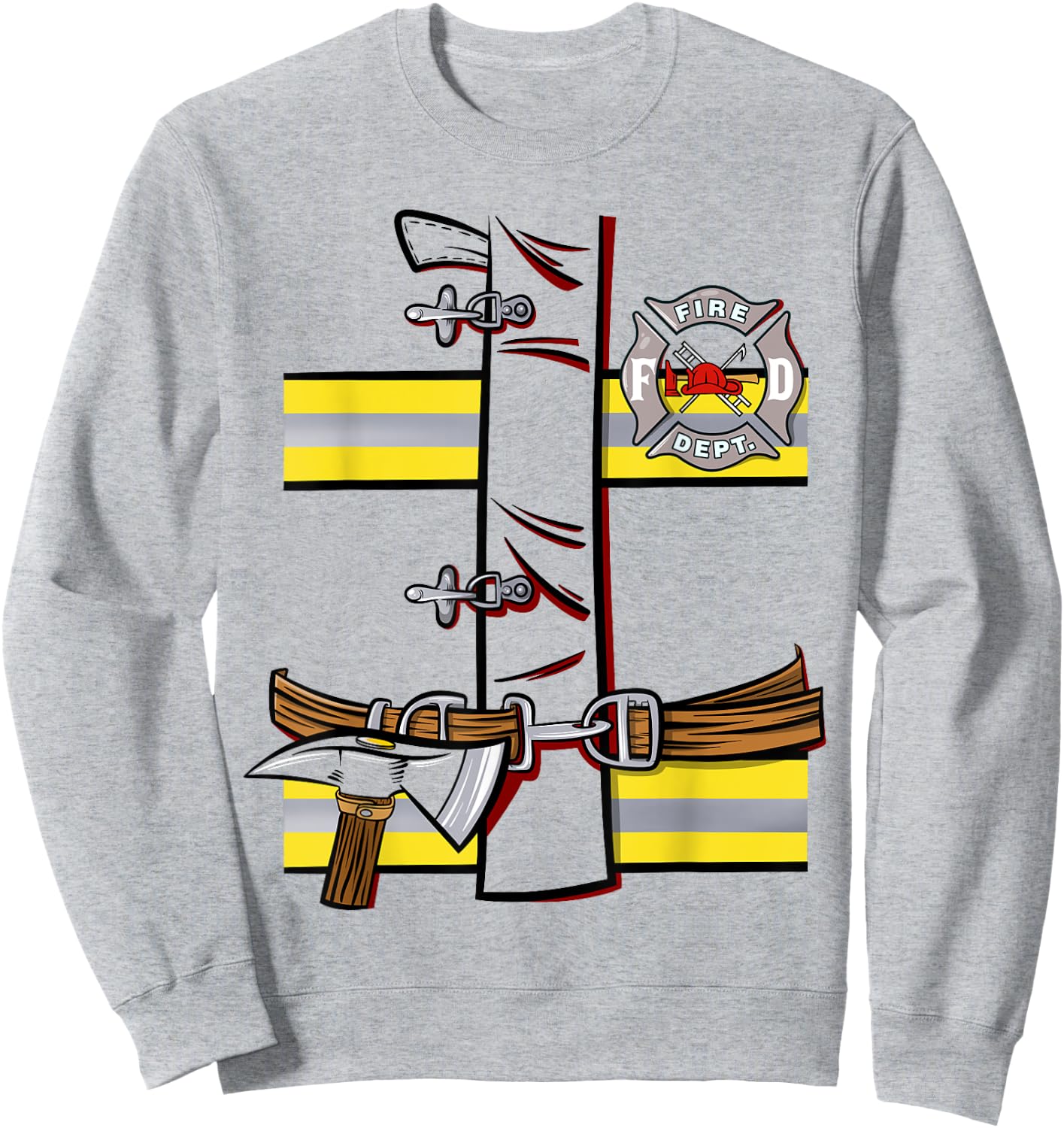 Firefighter Costume Shirt for Halloween Sweatshirt - Sweatshirt | Ash