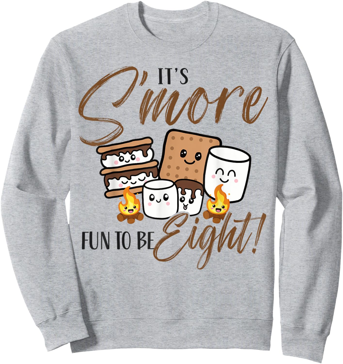 8 Birthday Campfire Marshmallow It's S'more Fun To Be Eight Sweatshirt - Sweatshirt | Ash