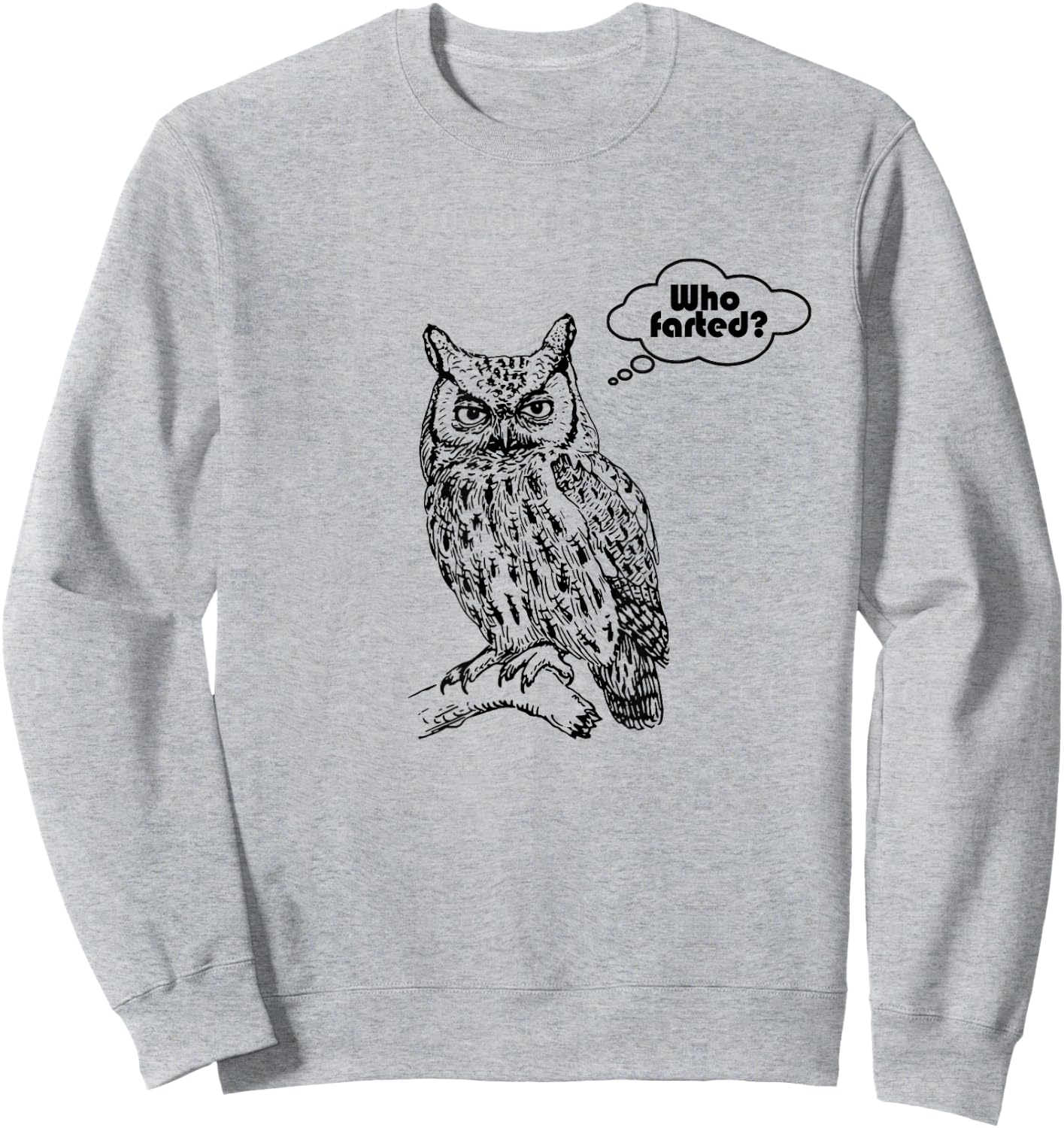 Who Farted? Owl Funny Awkward Moment Sweatshirt - Sweatshirt | Ash
