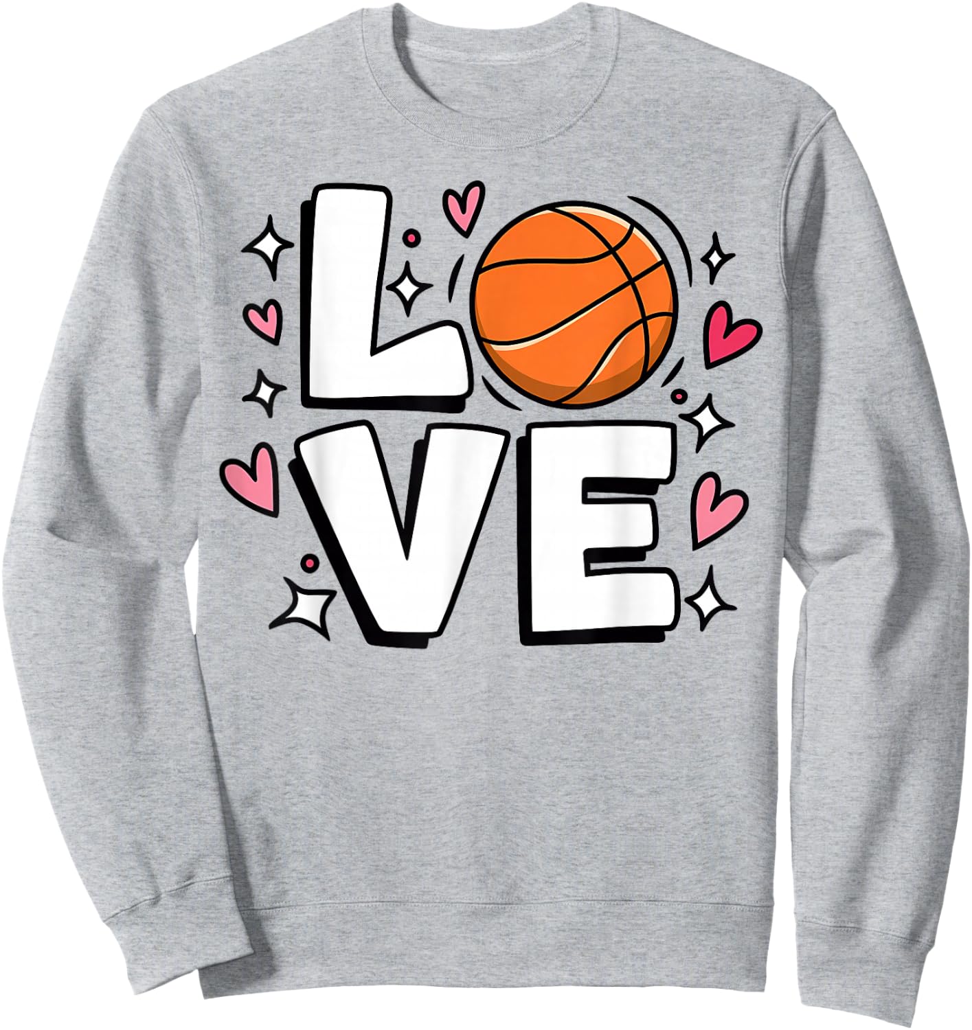 Cute Basketball LOVE Teen Girls and Women Sports Player Sweatshirt - Sweatshirt | Ash