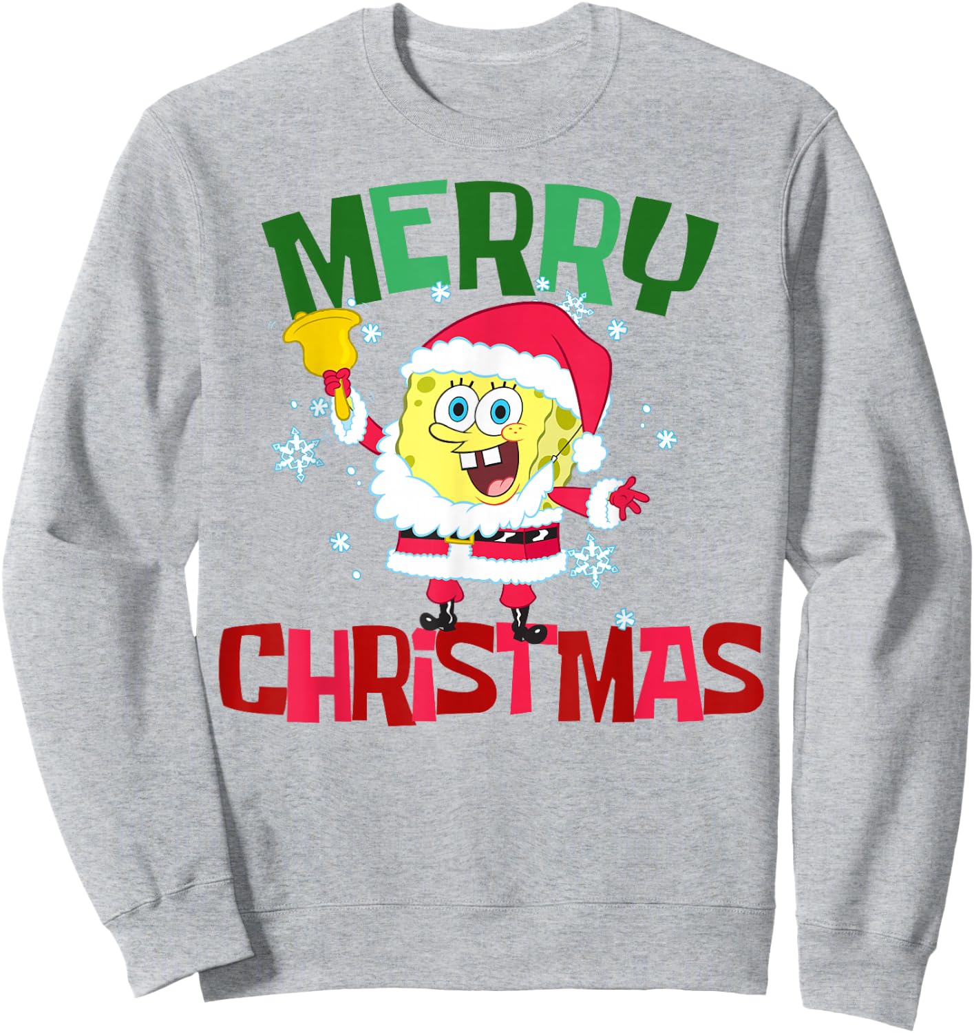 SpongeBob SquarePants Santa Outfit Merry Christmas Sweatshirt - Sweatshirt | Ash