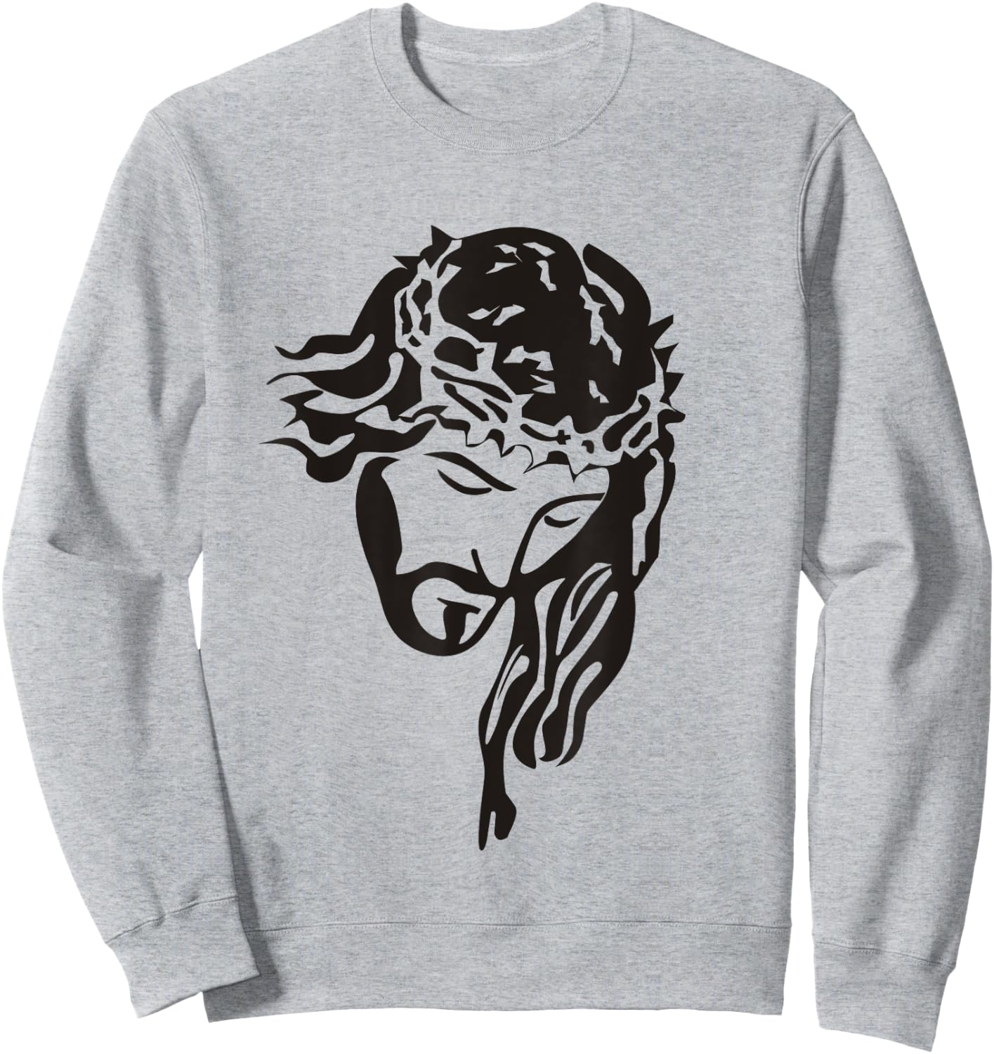 Jesus Christ God Love Face Religion Faith Graphic Sweatshirt - Sweatshirt | Ash