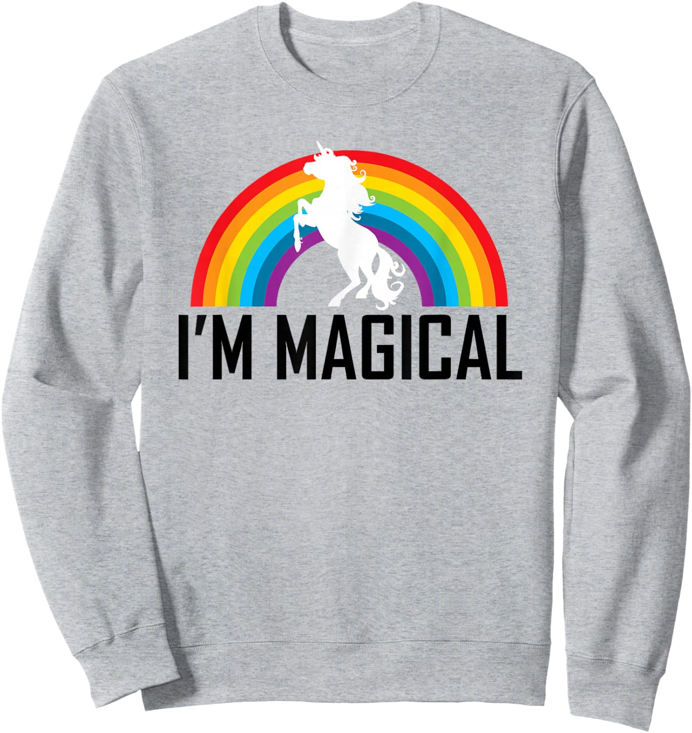 Unicorn I'm Magical Rainbow T Shirt for Girl Women Kids Gift Sweatshirt - Sweatshirt | Ash