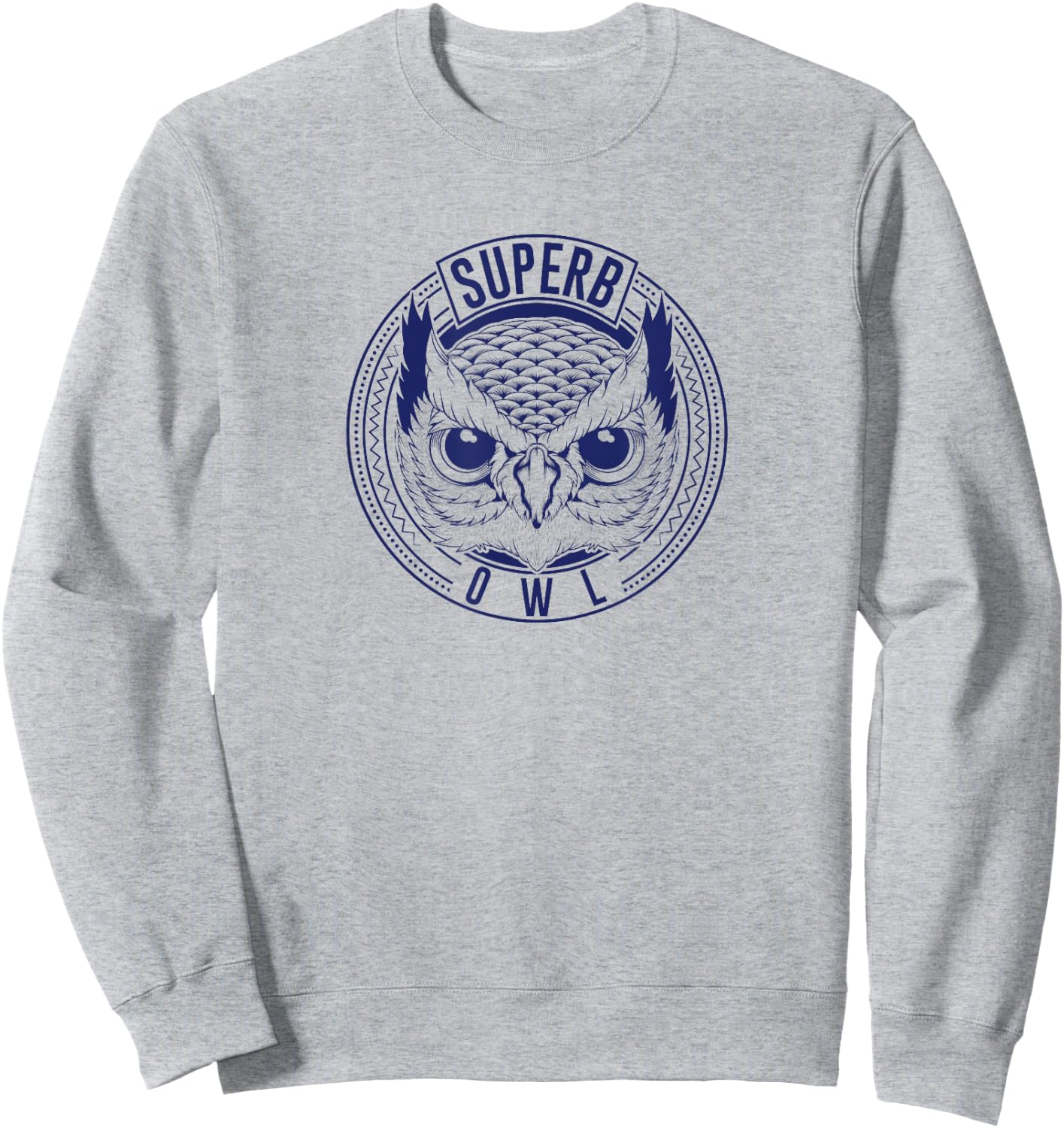 The Superb Owl Apparel - Grey Owl Print - -Adults, Kids - Small - Short Sleeve - Classic Fit - Polyester 100% Sweatshirt - Sweatshirt | Ash