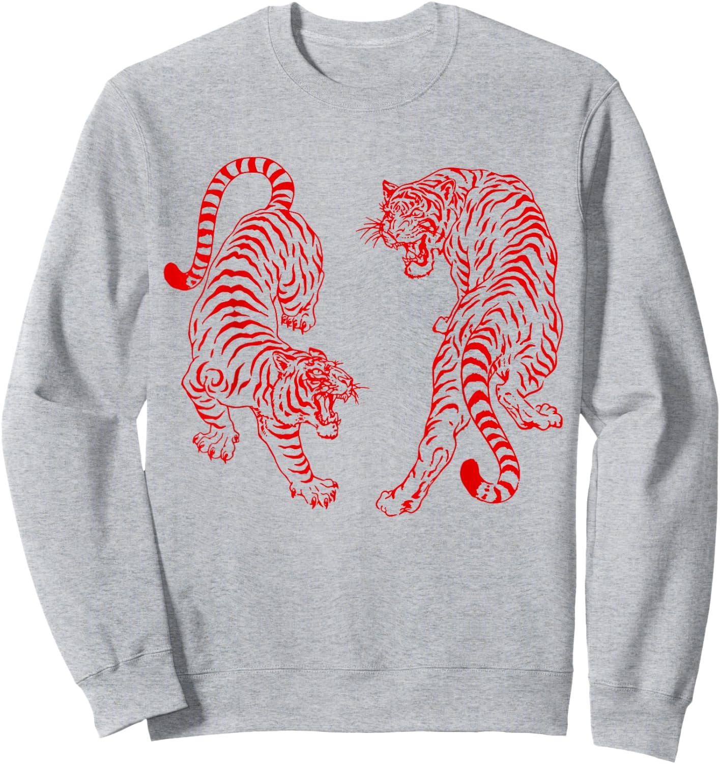 Vintage Tiger Yin Yang Graphic Men Women Sweatshirt - Sweatshirt | Ash