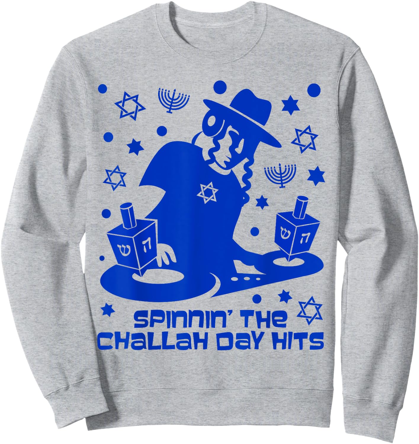 Funny Hanukkah Dreidel DJ Gift Challah Day Hits Sweatshirt - Sweatshirt | Ash