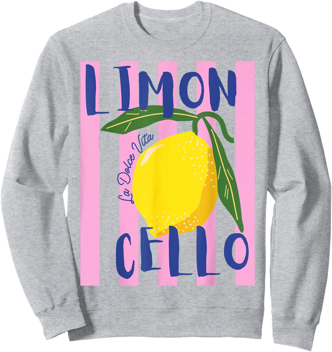 Limoncello la Dolce vita Pink Striped Italian Lemon Summer Sweatshirt - Sweatshirt | Ash