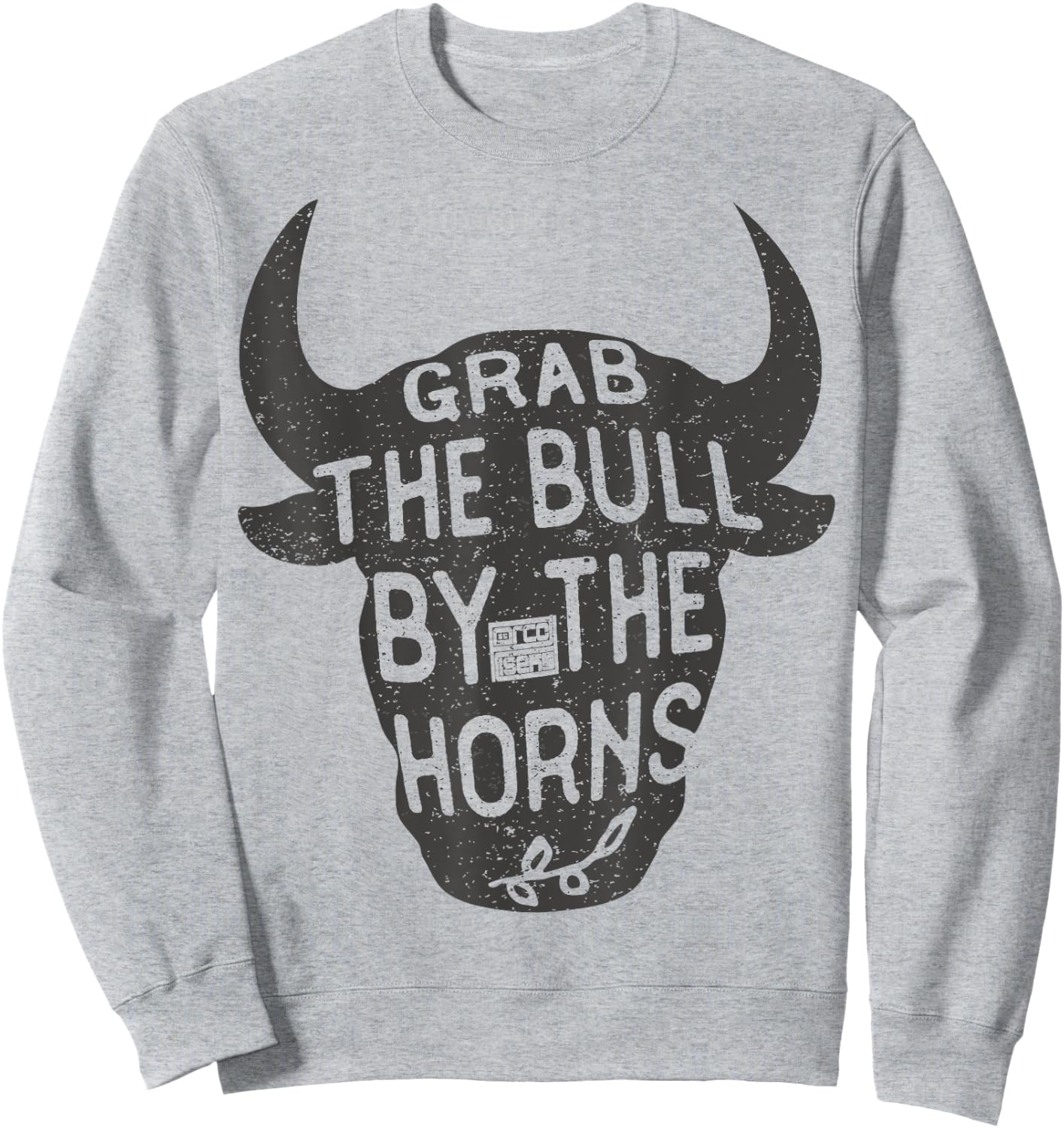 Vintage Inspiration Grab Bull Horns Rodeo Cow Riding Sweatshirt - Sweatshirt | Ash