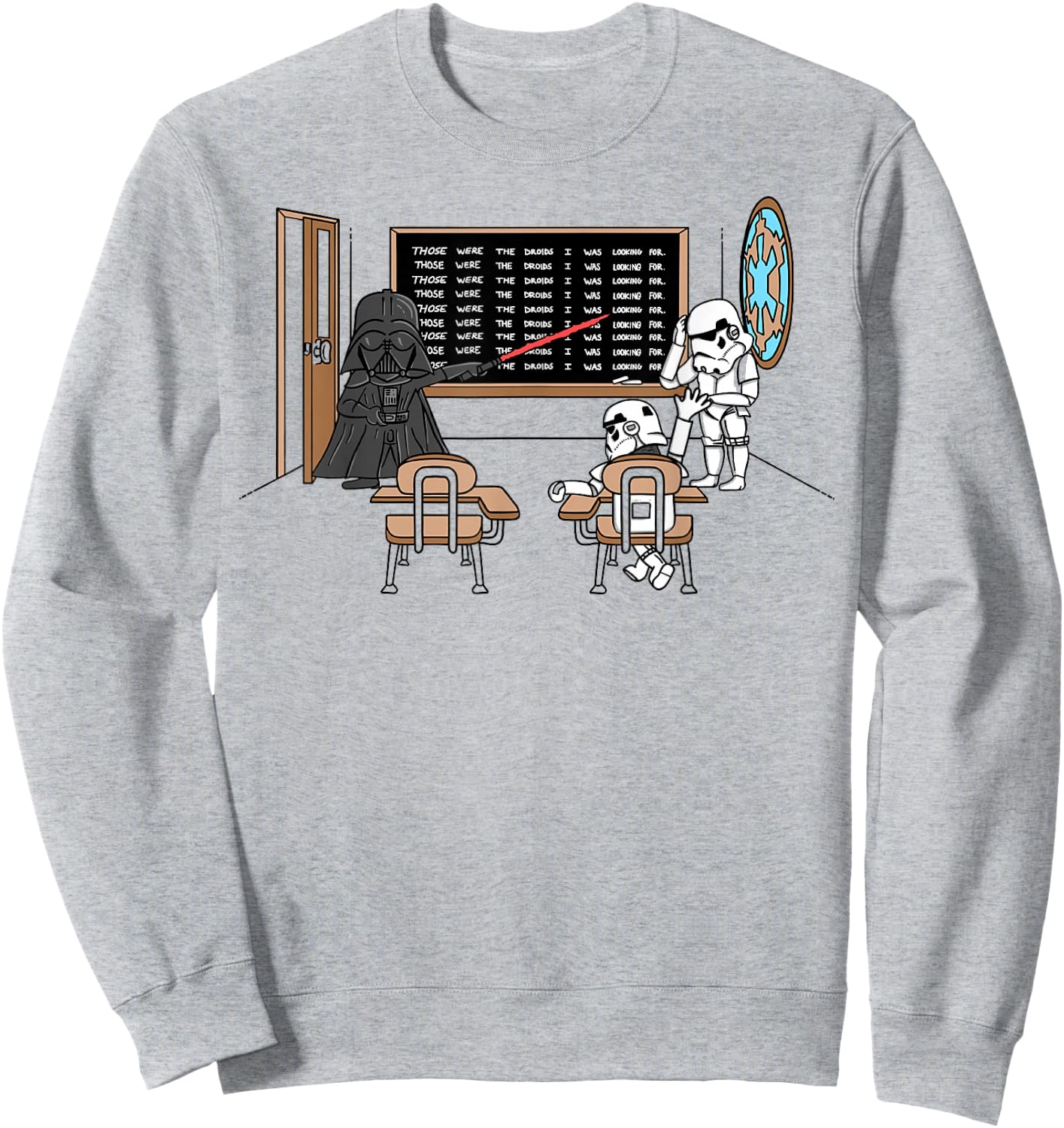Star Wars Darth Vader Those Were The Droids Classroom Doodle Sweatshirt - Sweatshirt | Ash